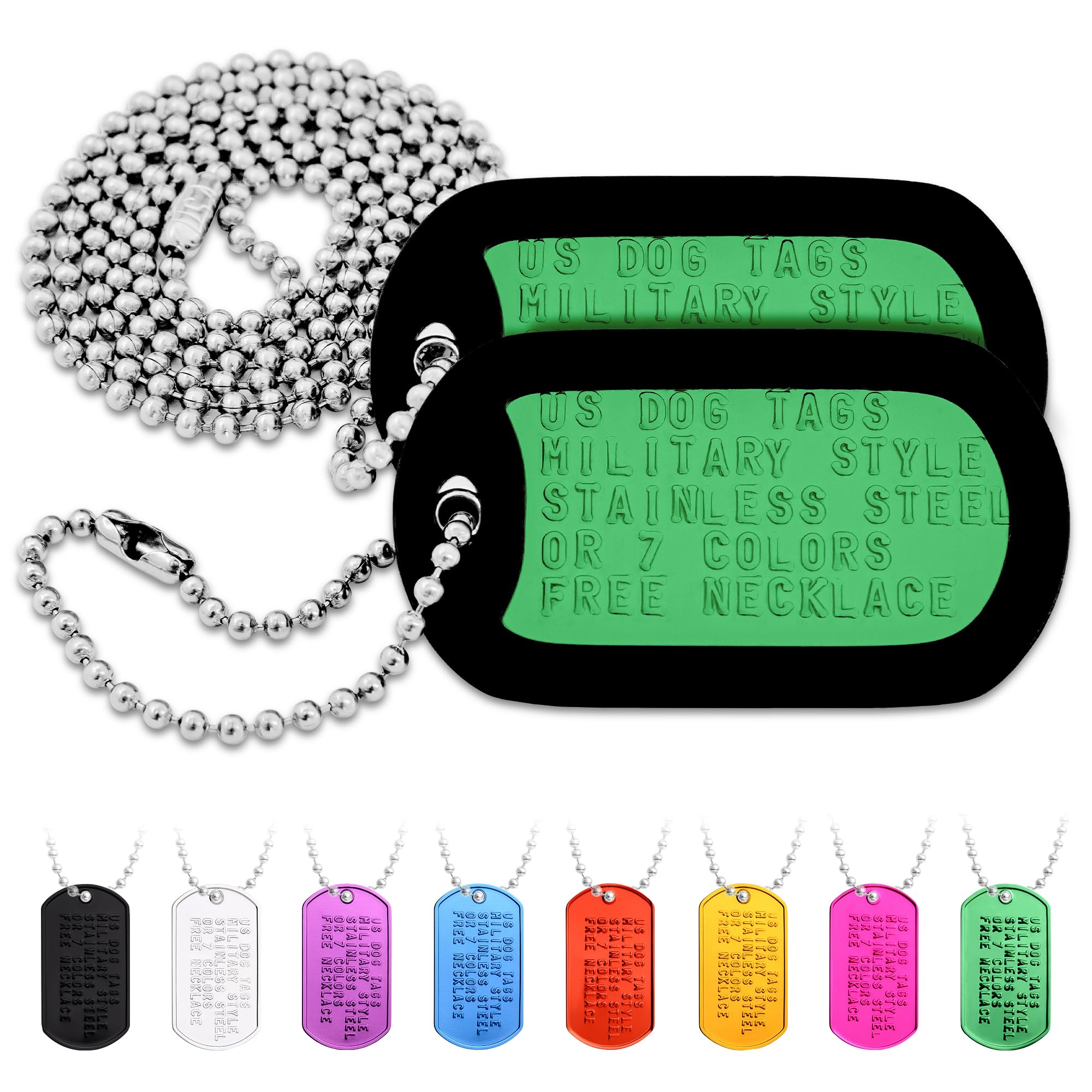 GoTags Pet ID Custom US Military Dog Tag Personalized ID Set. Complete with Chains and Silencers