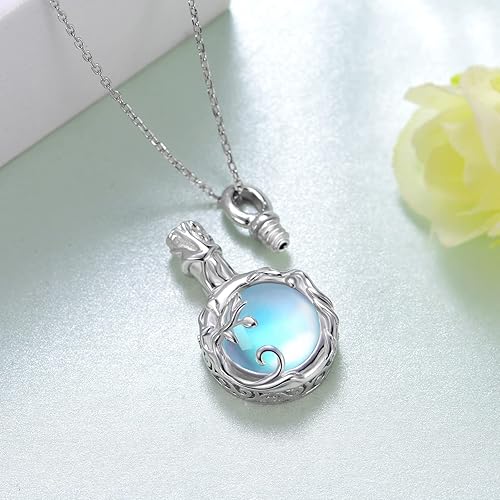 Miniatura 3 de Collar de urna de piedra lunar para cenizas para mujer, collares de urna de plata de ley 925 para cenizas, joyería de cremación para cenizas,