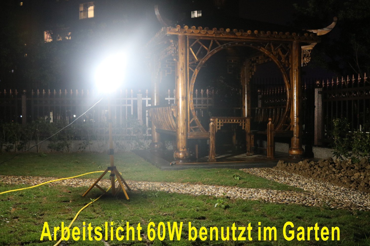choen MeFard 60w Led Arbeitslicht Led Baustrahler mit Stativ,6500LM, 360° Rundstahl-Beleuchtung, AC100-277V, IP64 wasserdicht¡­