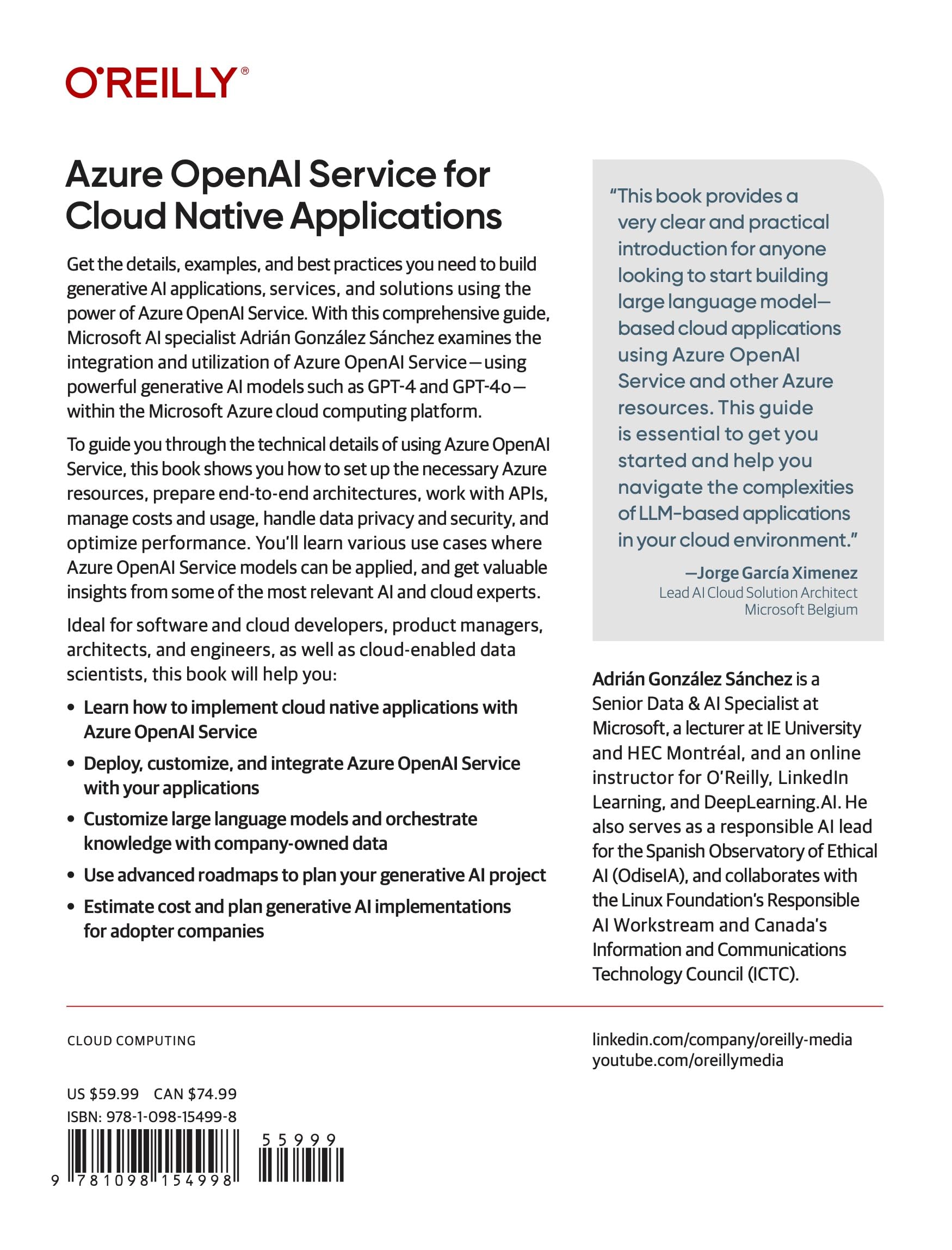 Azure OpenAI Service for Cloud Native Applications: Designing, Planning, and Implementing Generative AI Solutions