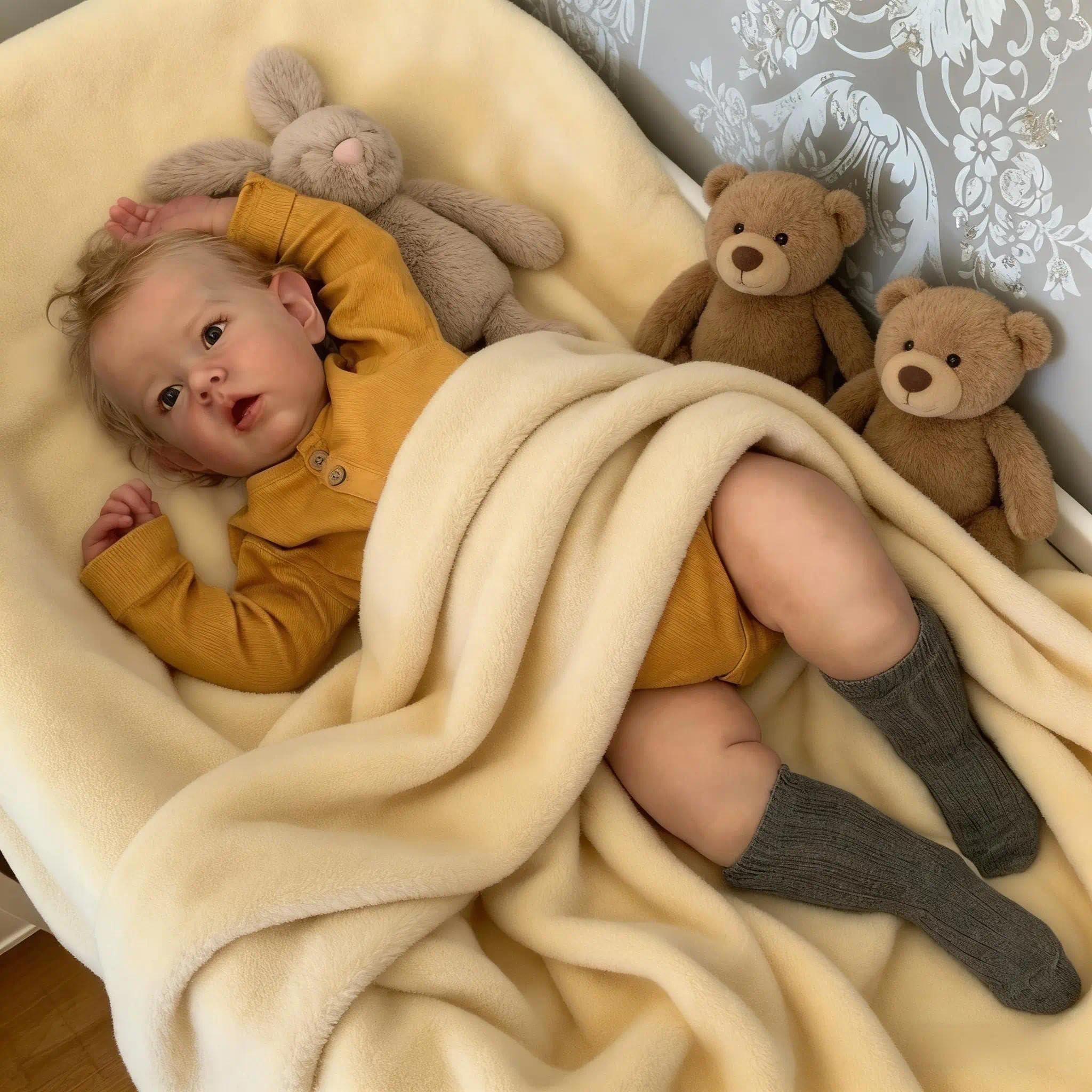 Zero pam Reborn Baby Lebensecht Junge, 50CM Reborns Baby Junge, Echt Puppe Mit Haaren, Reborn Puppen Lebensecht, Lebensechte Junge Puppe Wie Echtes Babys