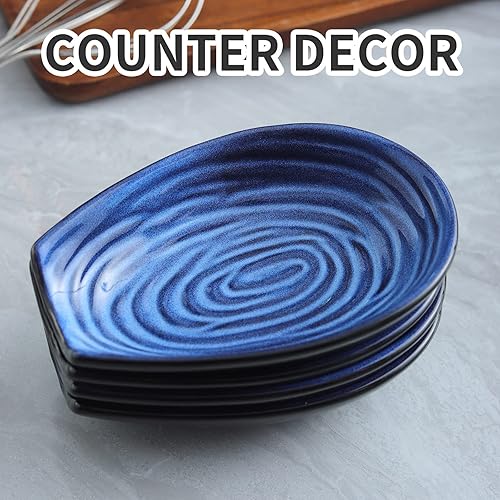 Vista 90 de Soporte para cuchara Hasense para encimera, soporte de cuchara para protección de mostrador, soporte de utensilios de cerámica para cucharón, Verde