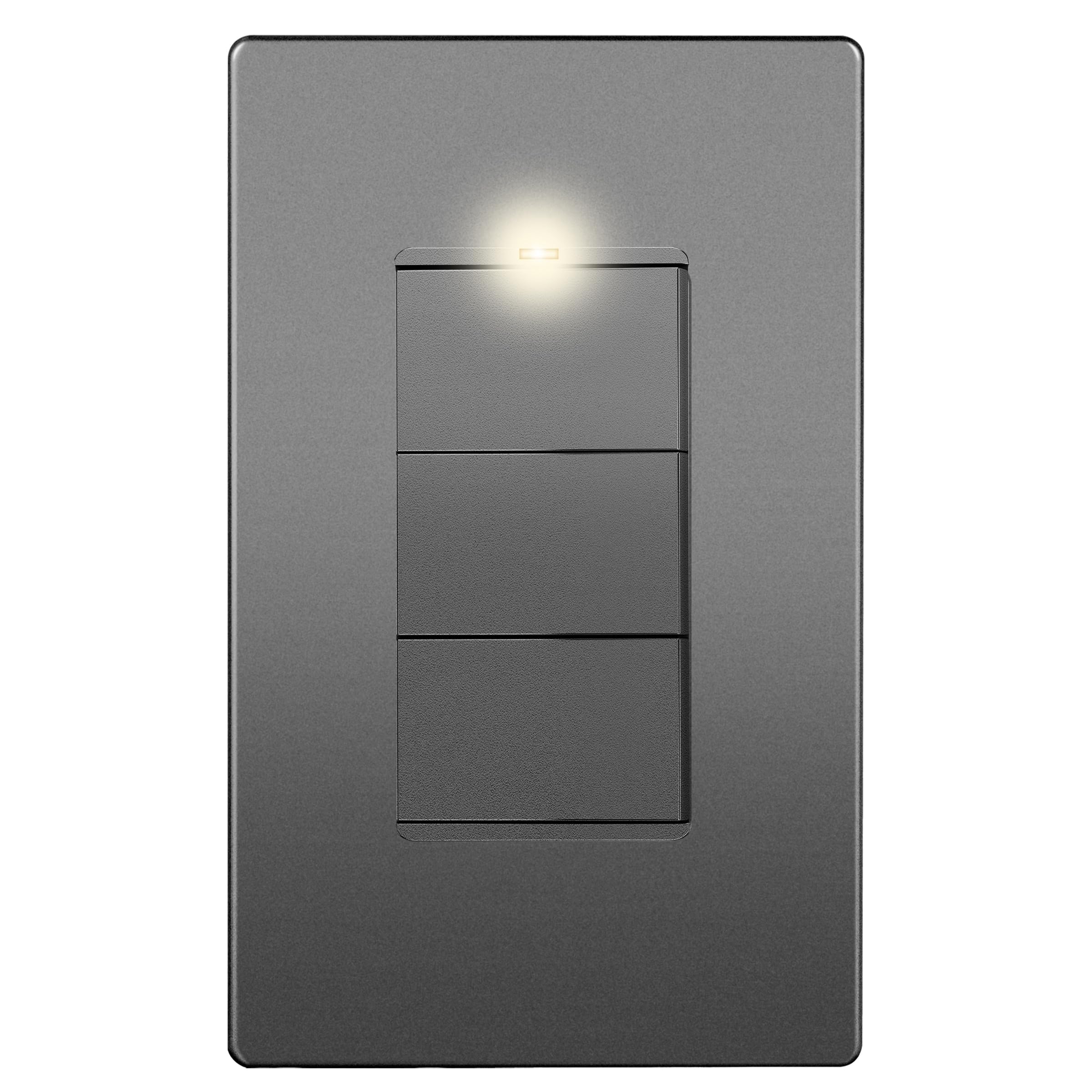 LIDER Minimalist Design Matte Finish Lighted Triple Switch with Screwless Wall Plate, Combination Frameless Decorator Switch with Locator Light,