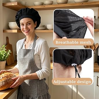 Nanxson 3pcs Chef Hat Hair Nets with Mesh for Food Service