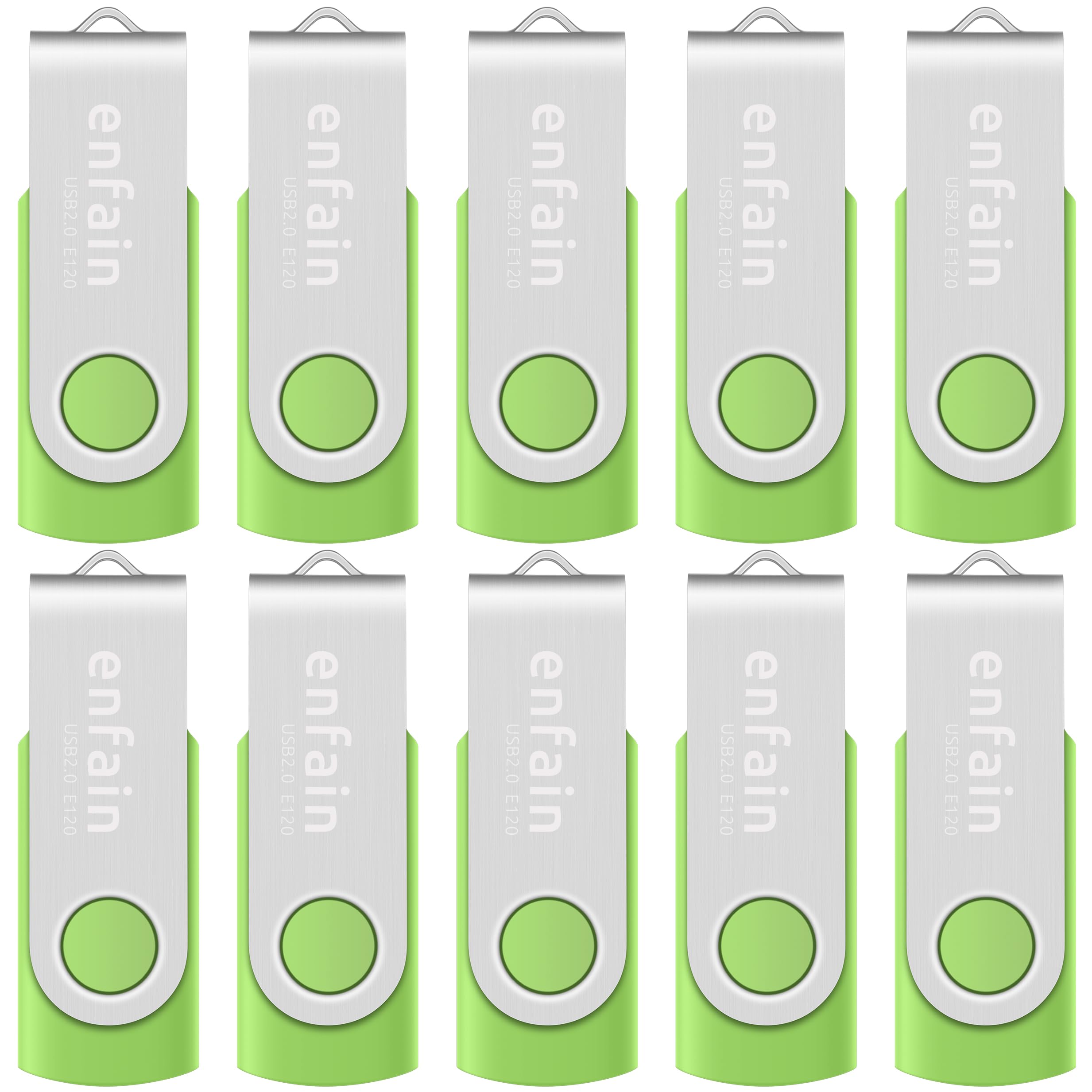10 X Enfain 16GB USB Flash Drive 2.0 Memory Zip Pen Disk Green, Ideal for Tradeshows, Branded Giveaways, and Other Event-Related Marketing Strategies