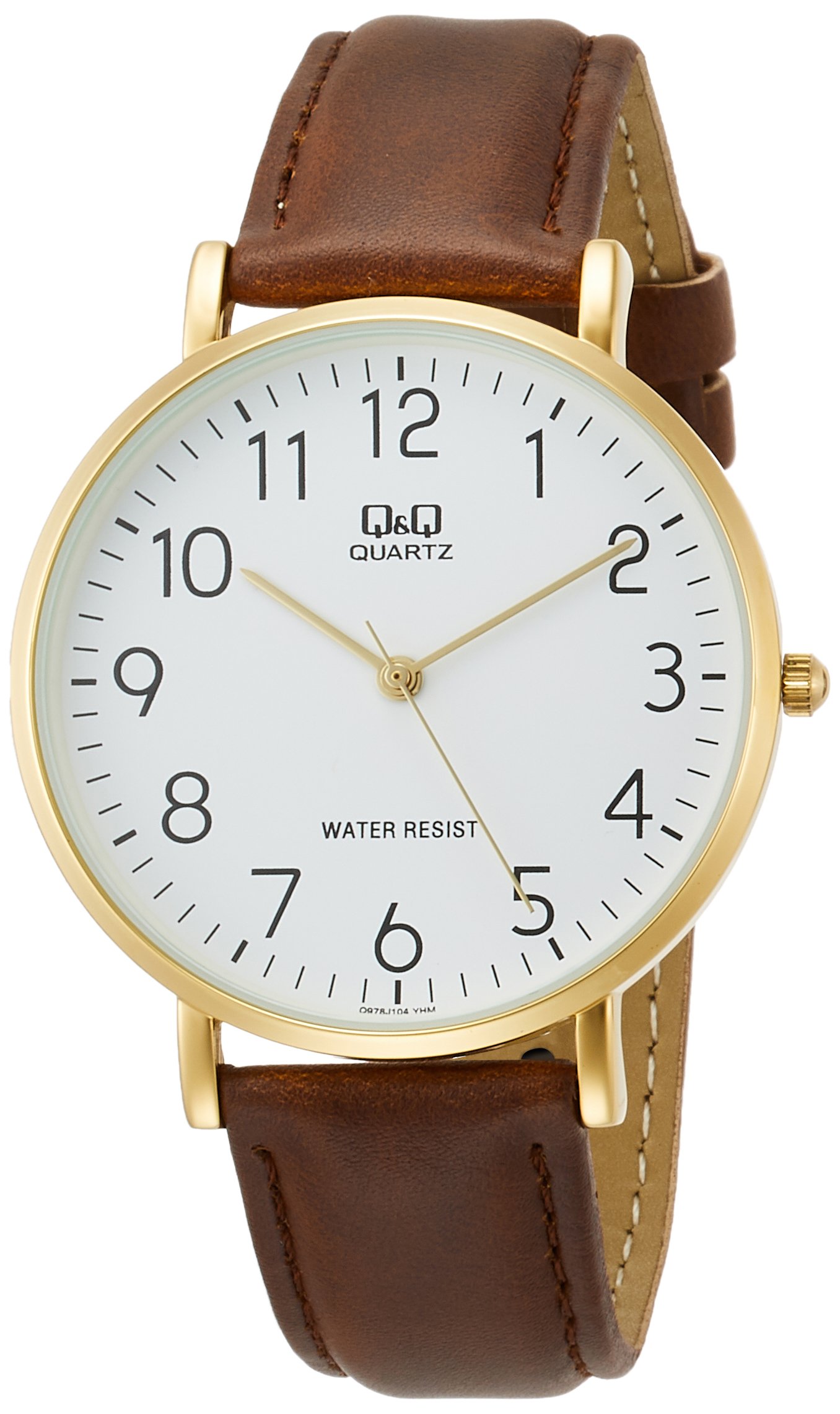 Q&Q QA98J112Y - Orologio da uomo con fibbia ad ardiglione, analogico, al quarzo, con lancette luminose