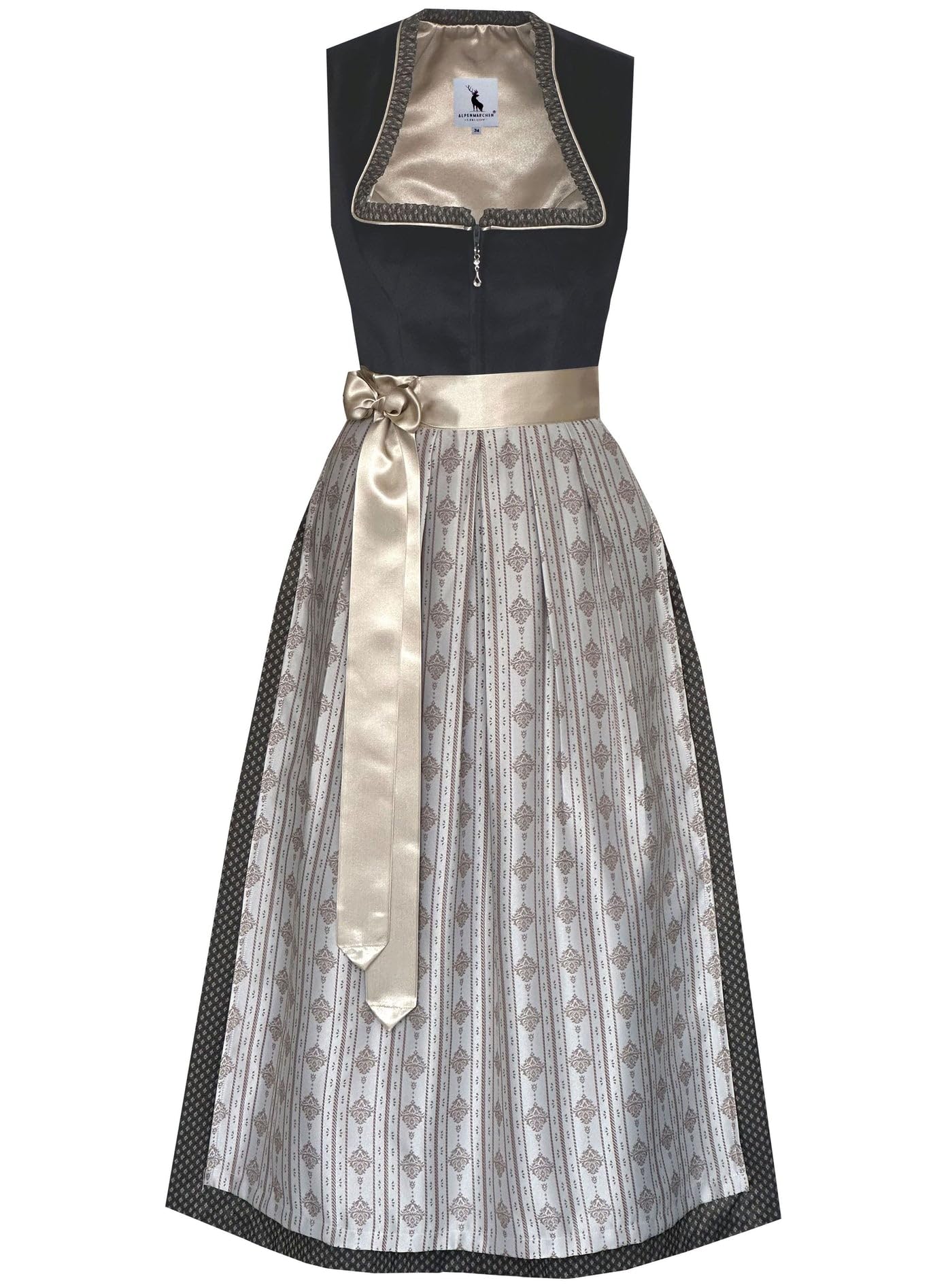 Alpenmärchen Langes Dirndl aus Exklusiver Kollektion inkl. Schürze Gr.36-60 - ALM1030