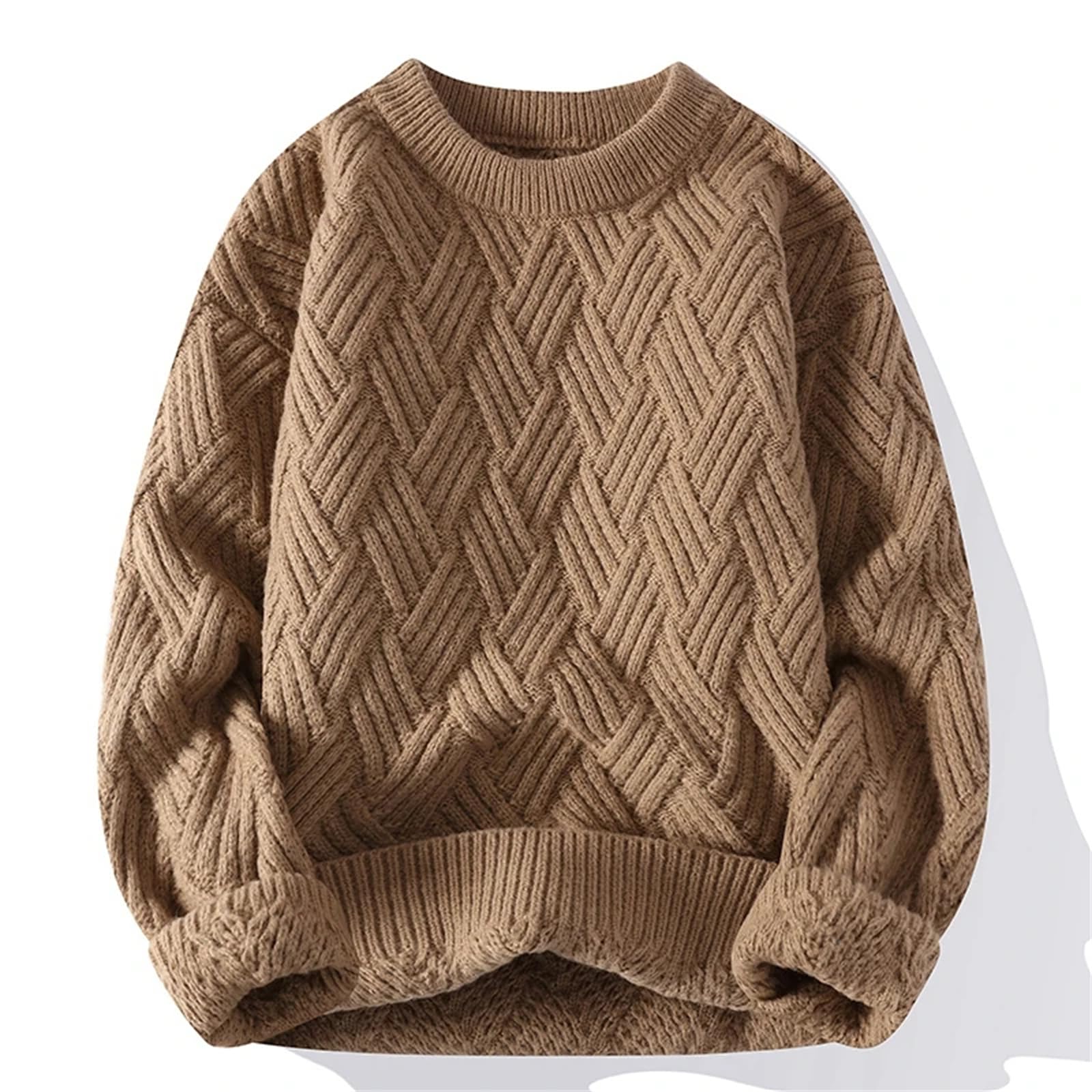 Pullover da uomo autunno e inverno O-collo tinta unita sciolto e confortevole lavorato a maglia casual street maglione caldo per gli uomini