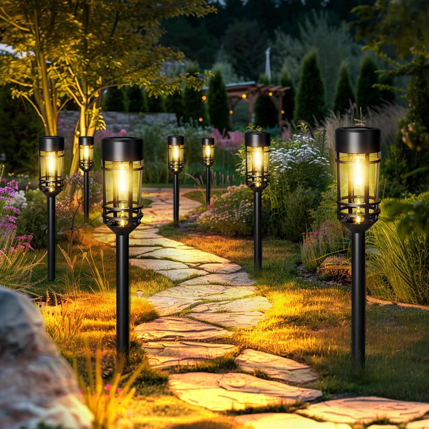 SOLPEX Solar Path Lights, 12 Pack Solar Pathway Lights Outdoor, Waterproof Solar Powered Landscape Lights for Yard Path Landscape Walkway (Warm White)
