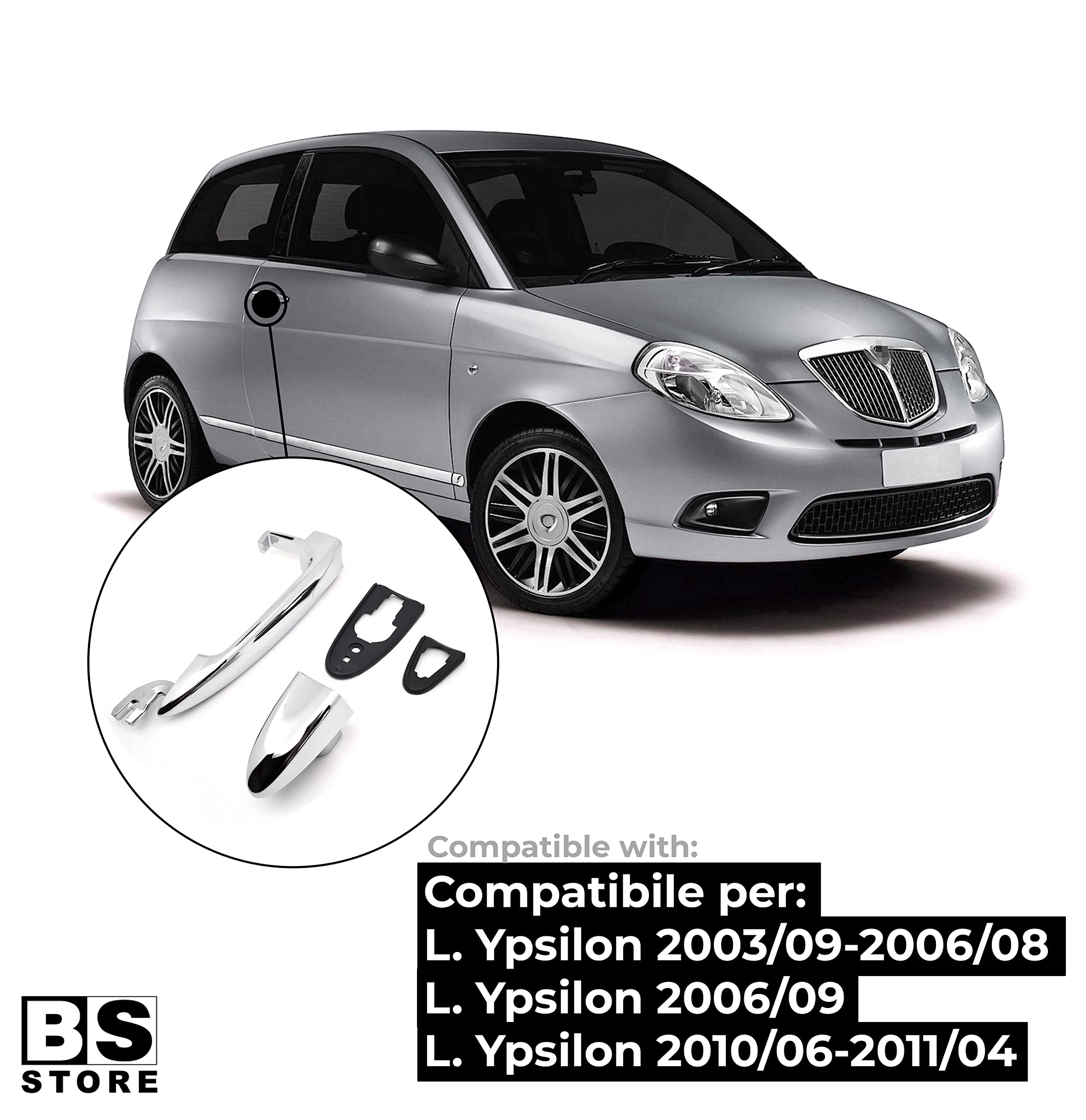 Tirador Exterior Derecho Cromado | Para Lancia Ypsilon 2003 A 2011 | Lado Pasajero | Ref. M00486D | Repuesto Compatible