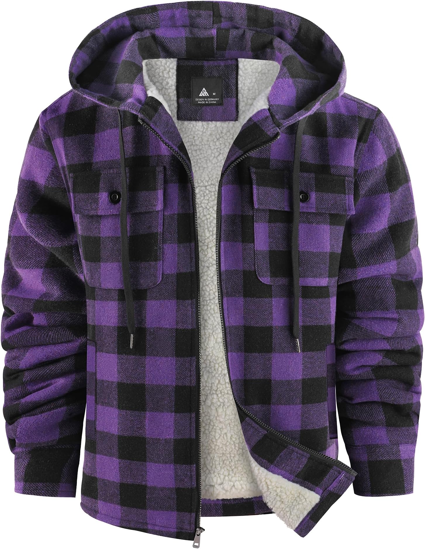 SCODI Men's Flannel Shirt Jacket Fleece Sherpa Lined Plaid Jackets Coat Full Zip Up Hoodie Winter Outwear