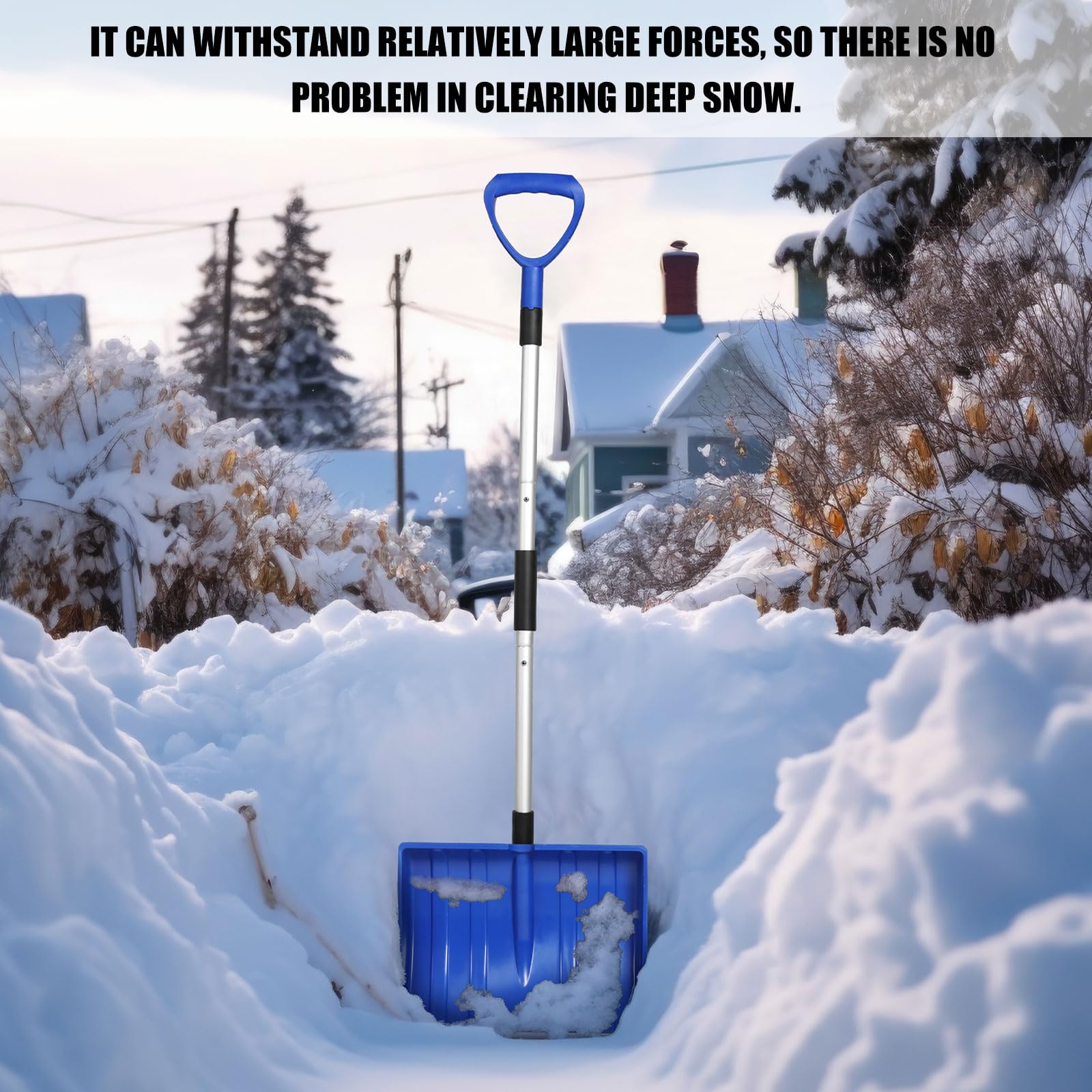 2 pezzi pala da neve per vialetto 52 pollici grande pala pieghevole leggera pala in metallo portatile resistente con impugnatura a D in alluminio per casa garage auto rimozione neve ghiaccio (blu)