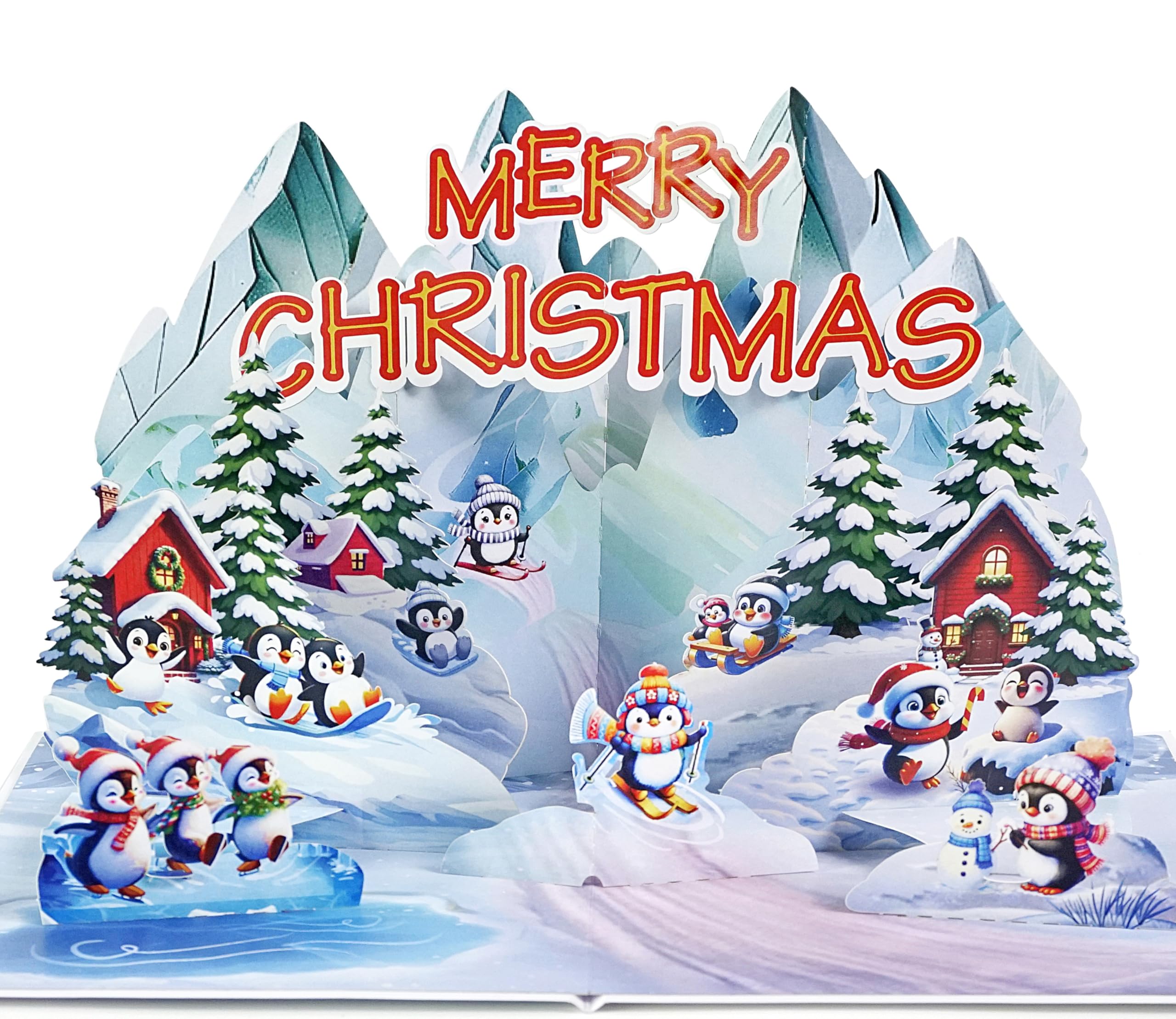 CUTPOPUP Christmas Card Pop Up, 3D Xmas, Merry Christmas, New Year, Holiday Greeting Cards Gift (Icy Penguin) CN311CA1520