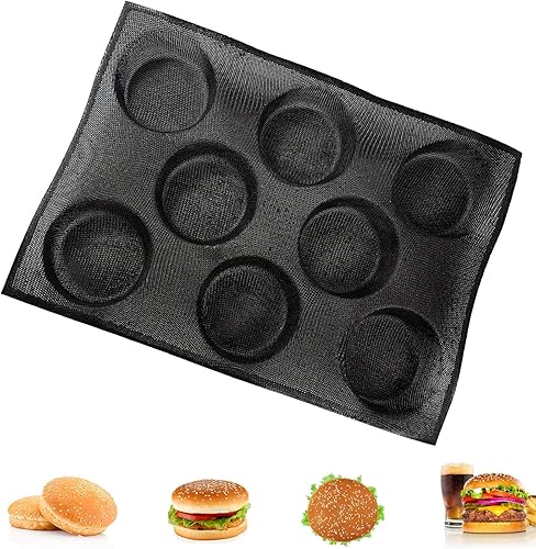 Dioycli Molde de silicona para bollos de hamburguesas, moldes de malla antiadherente para panecillos de tamaño medio molde de pan, moldes de