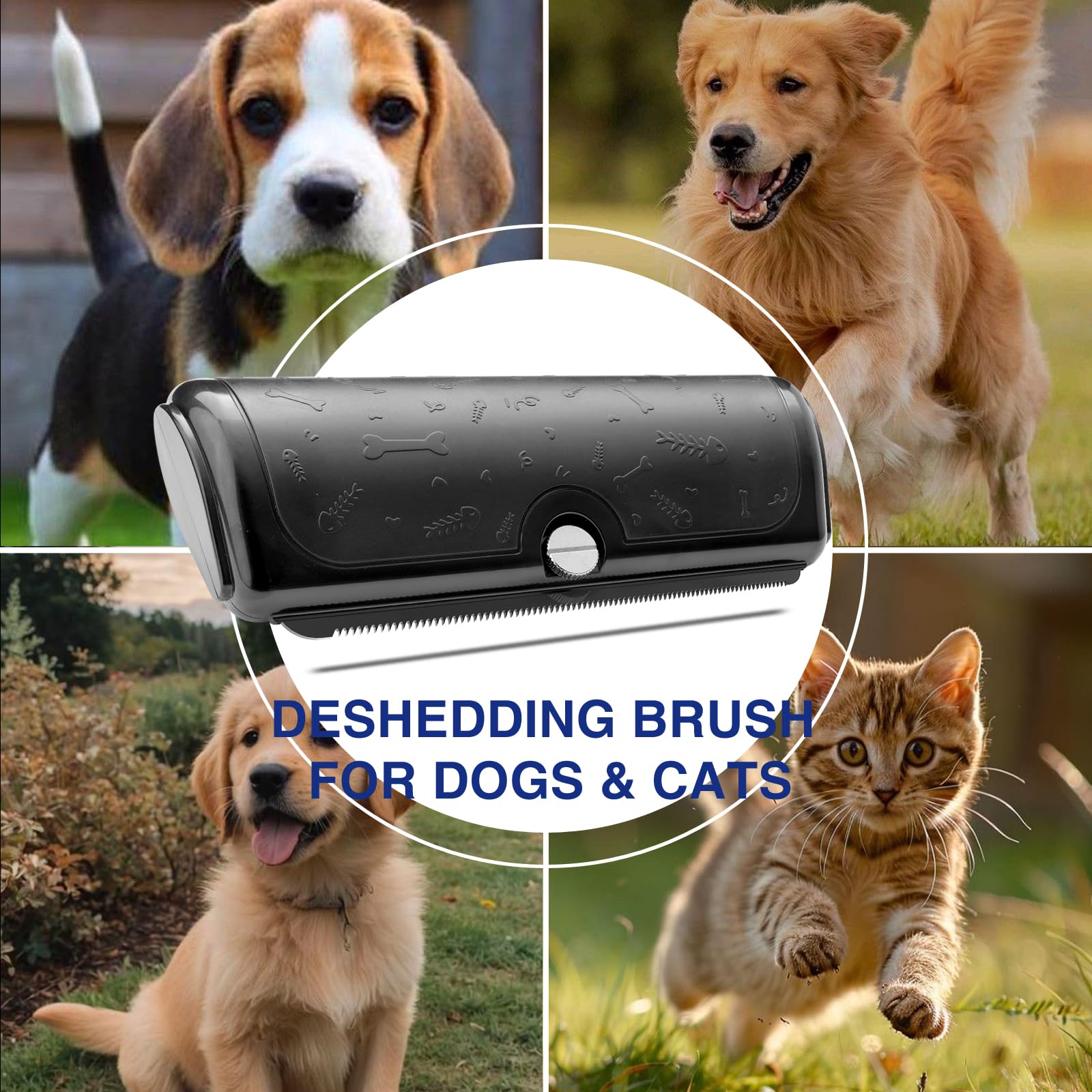 PetPog Deshedding Brush & Shedding Blade for Dogs & Cats, Wide Micro-Tooth Metal Blade Edge with Replaceable Blade - Image 2