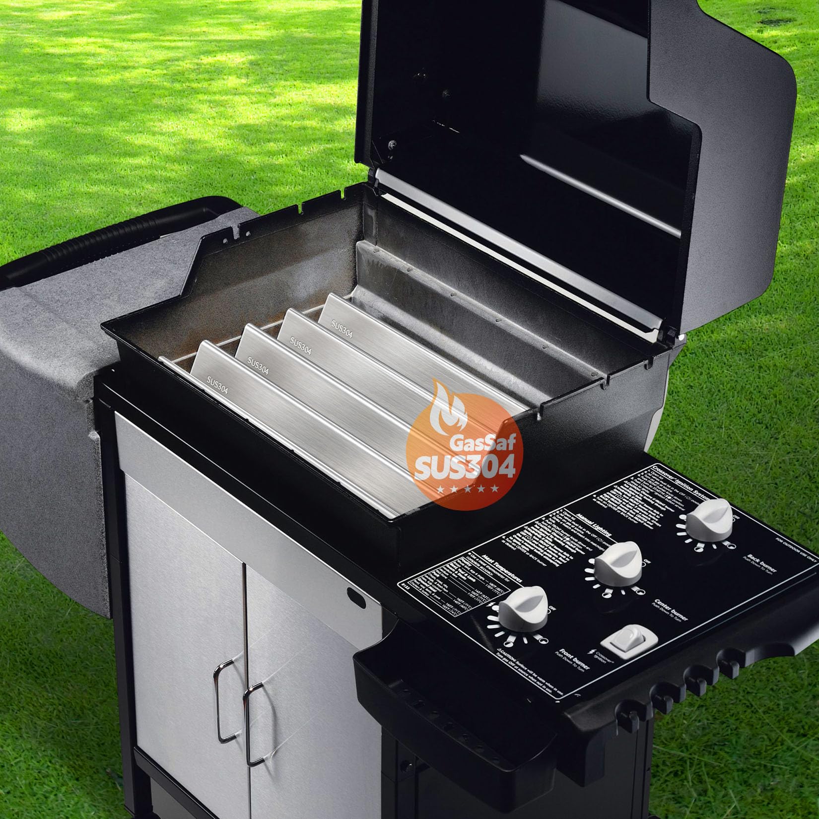GasSaf Barre aromatisante de 57,1 cm pour Weber Spirit 300 avec panneau de commande latéral, 304 barres aromatisantes de rechange pour Weber 7536 7537