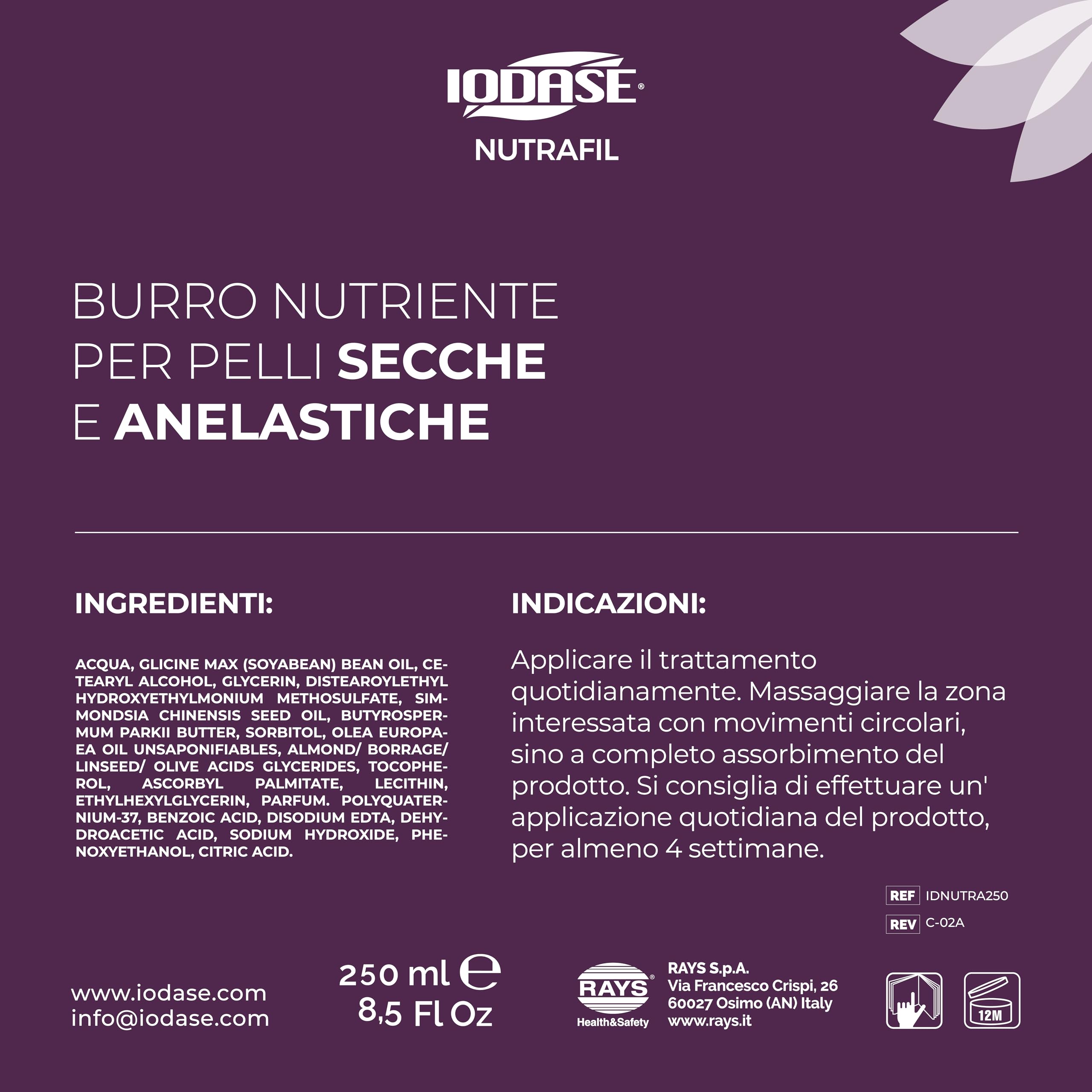Iodase Burro Corpo Nutriente 250ml, Idratazione Intensa e Duratura, Pelle Morbida e Setosa, con Burro di Karitè, Oli Vegetali e Fitocomplesso, Ideale per Pelli Secche, Anelastiche e Sensibili