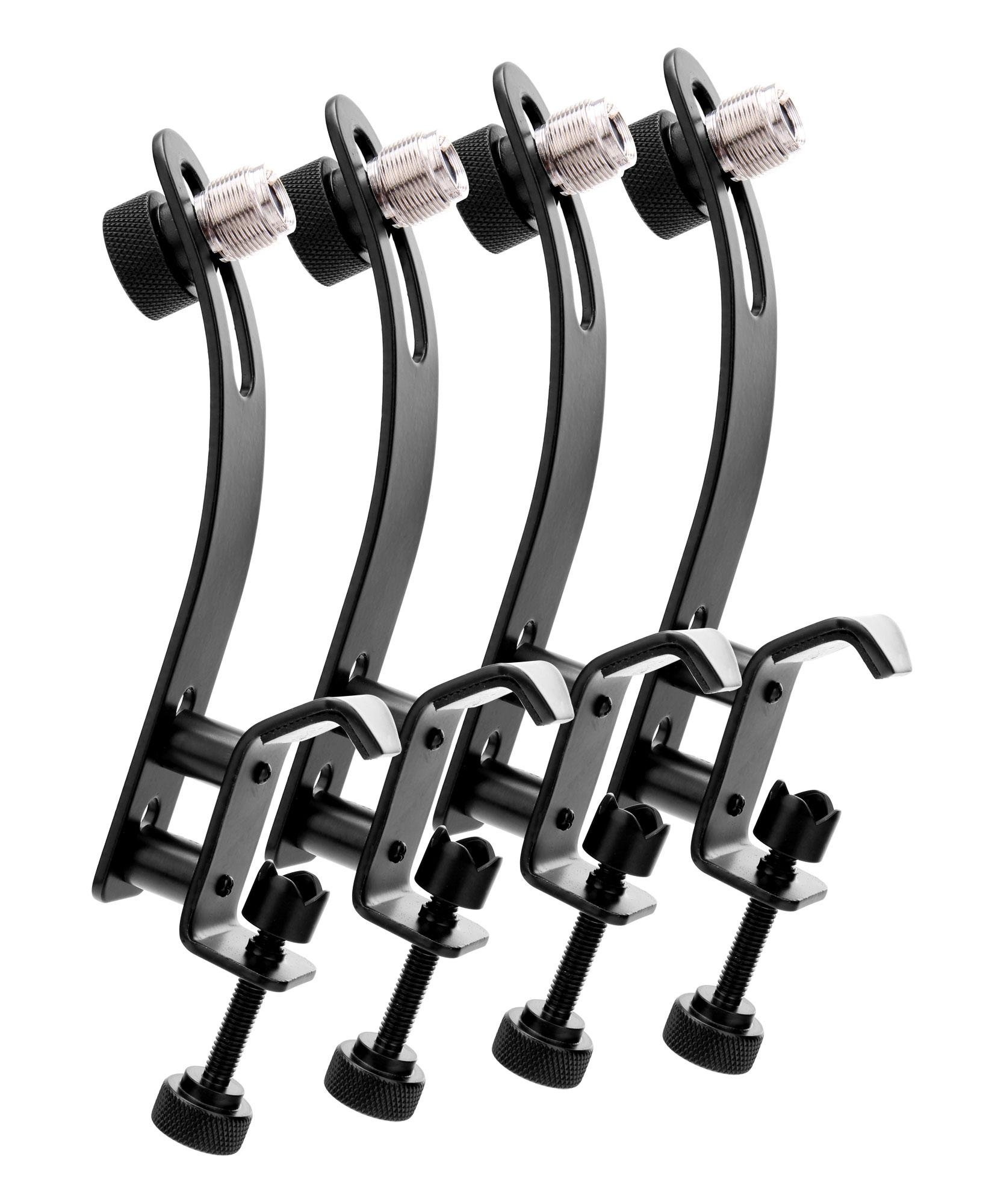 Pronomic DMK-10 Schlagzeug Mikrofonklammer 4x Set, Länge: ca. 15 cm | Halteklammern mit Klemmschraube, Geeignet für Toms und Snaredrum, Zur Befestigung am Spannreifen, Gewicht je: 180 g, 4er SET