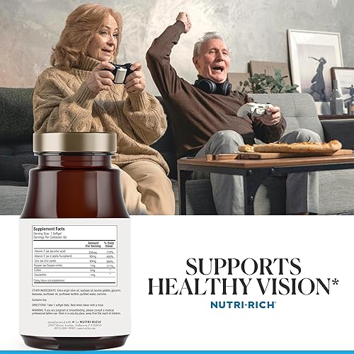 Miniatura 6 de Nutri-Rich Suplemento para la salud ocular, apoyo a la visión, luteína, zeaxantina, vitamina C, vitamina E, zinc y cobre para apoyar la visión, 60