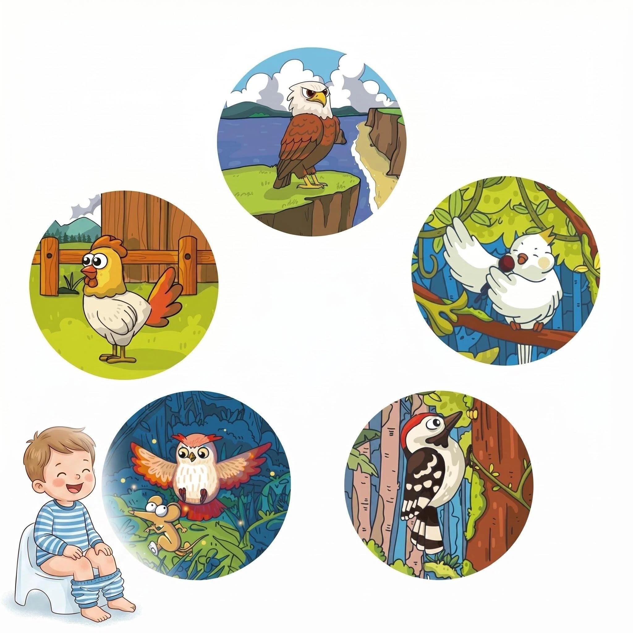 PORUPAEL 10-Pack Potty Training Stickers - Color-Changing Toilet Training Stickers, Reusable Potty Stickers with Five Cute Pattern Designs, Interactive Pee Targets for Kids — image 1