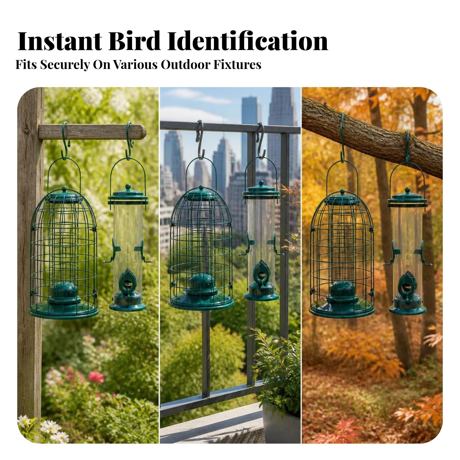 Almencla hängend Vogelfutterspender mit Deckel | Robustes Metallgitter, Vogelfutterspender mit Anflugplätzen, für Wildvögel, Vogelfutterstation, Garten, Balkon