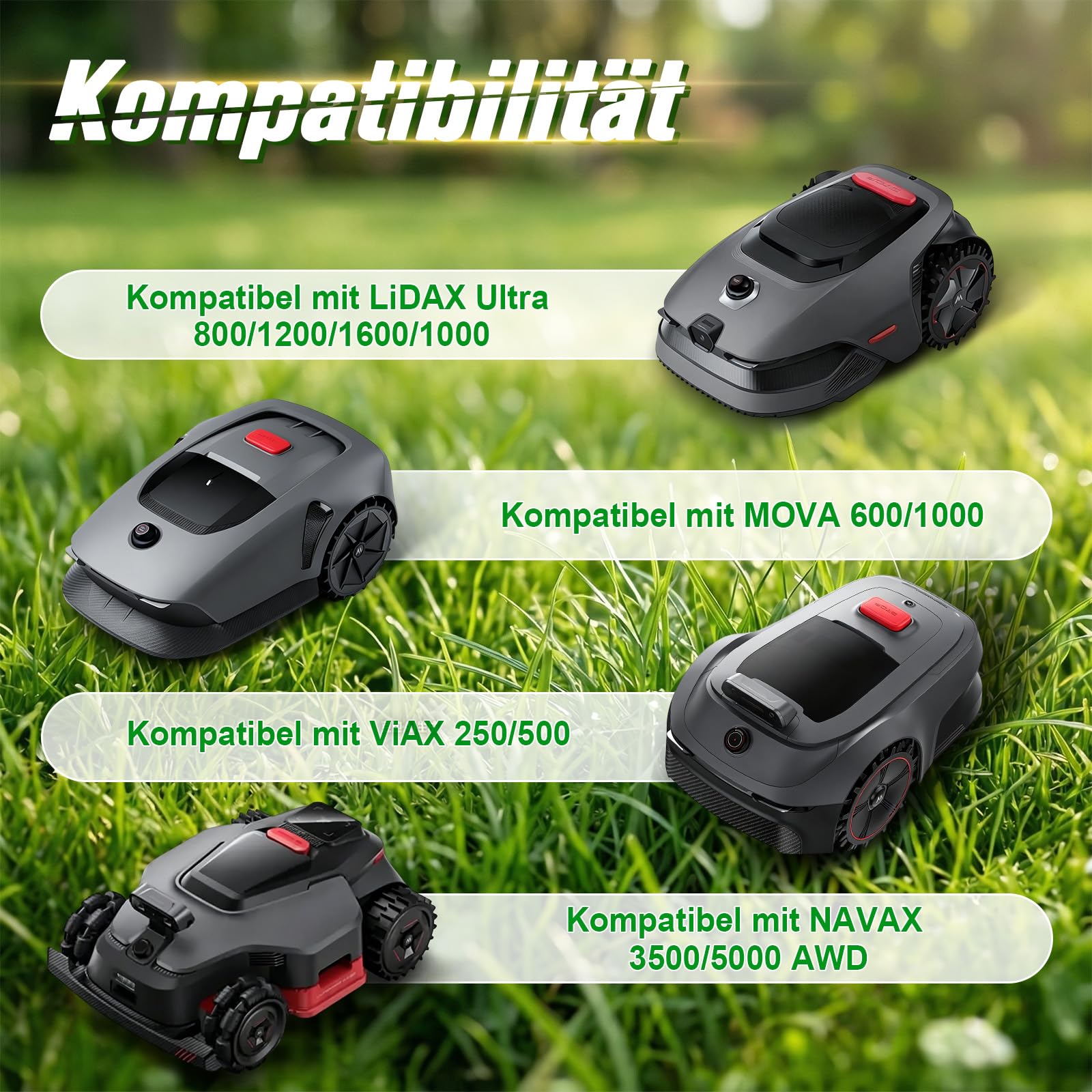 BBTO 24 lames de rechange et 24 vis, compatibles avec ViAX 250/500, MOVA 600/1000, LiDAX Ultra 800/1200/1600/1000 AWD/2000 AWD, NAVAX 3500/5000 AWD. Lames de rechange en acier inoxydable et alliage de