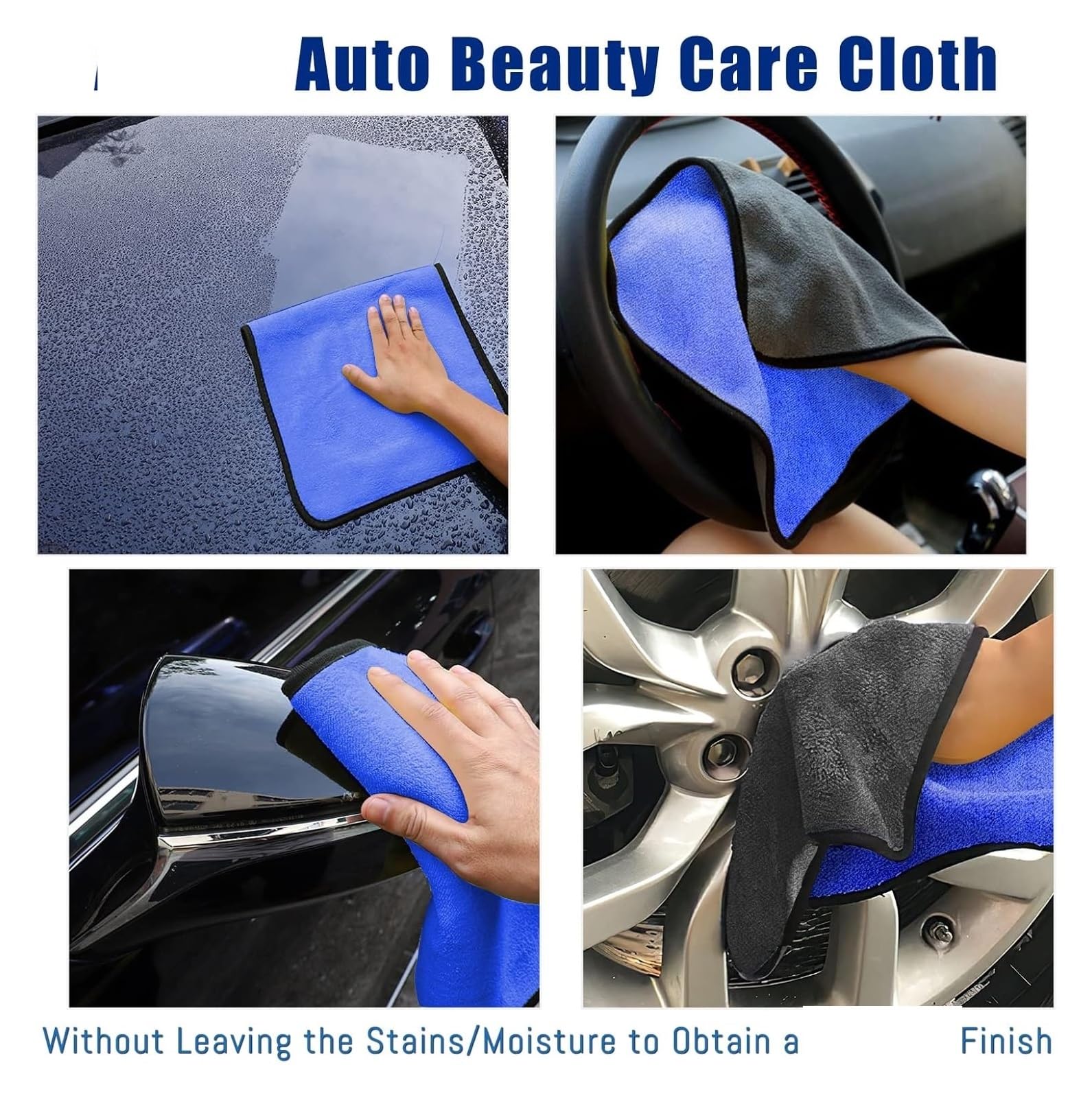 4-Pack Microfiber Car Washing Towels - Soft Quick Drying Cleaning Cloths for Windows Mirrors - 500GSM Double Layer — view 7