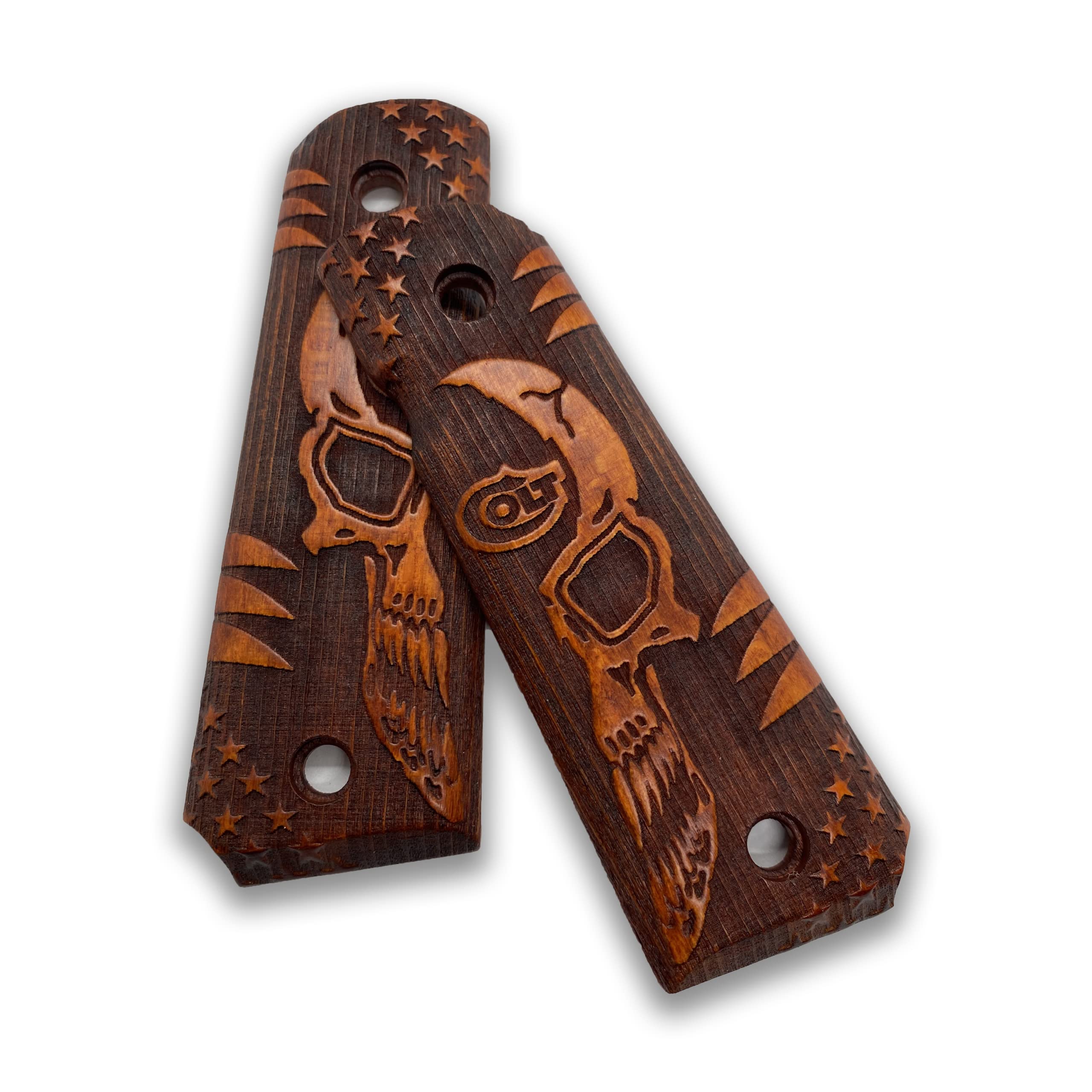 Zib Grips 1911 Holzgriffe Buchenholz - Unbehandelt Für Customizing | Beidhändiger Sicherheitsschnitt | 10 Stück