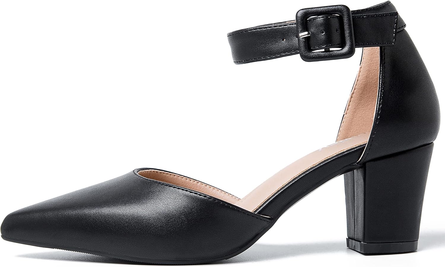 Women's Pointed Toe Pumps Low Block Chunky Heels Closed Toe Ankle Strap Buckle D'Orsay Dress Wedding Bridal Business Shoes - Image 7