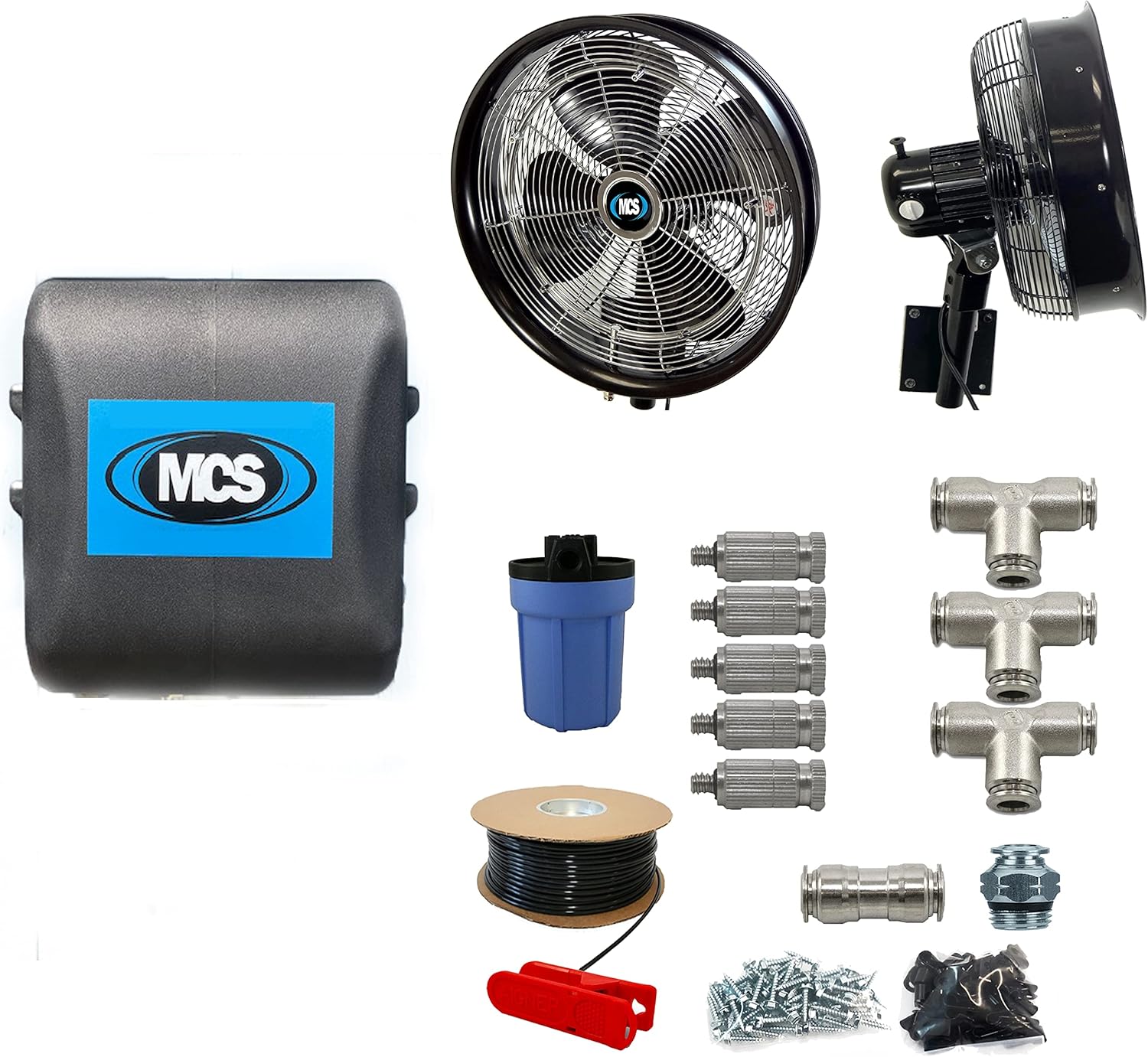 Residential Ice Cube Compact High Pressure Misting Fan Kit - Up to 1000psi (1 Fan, Black)