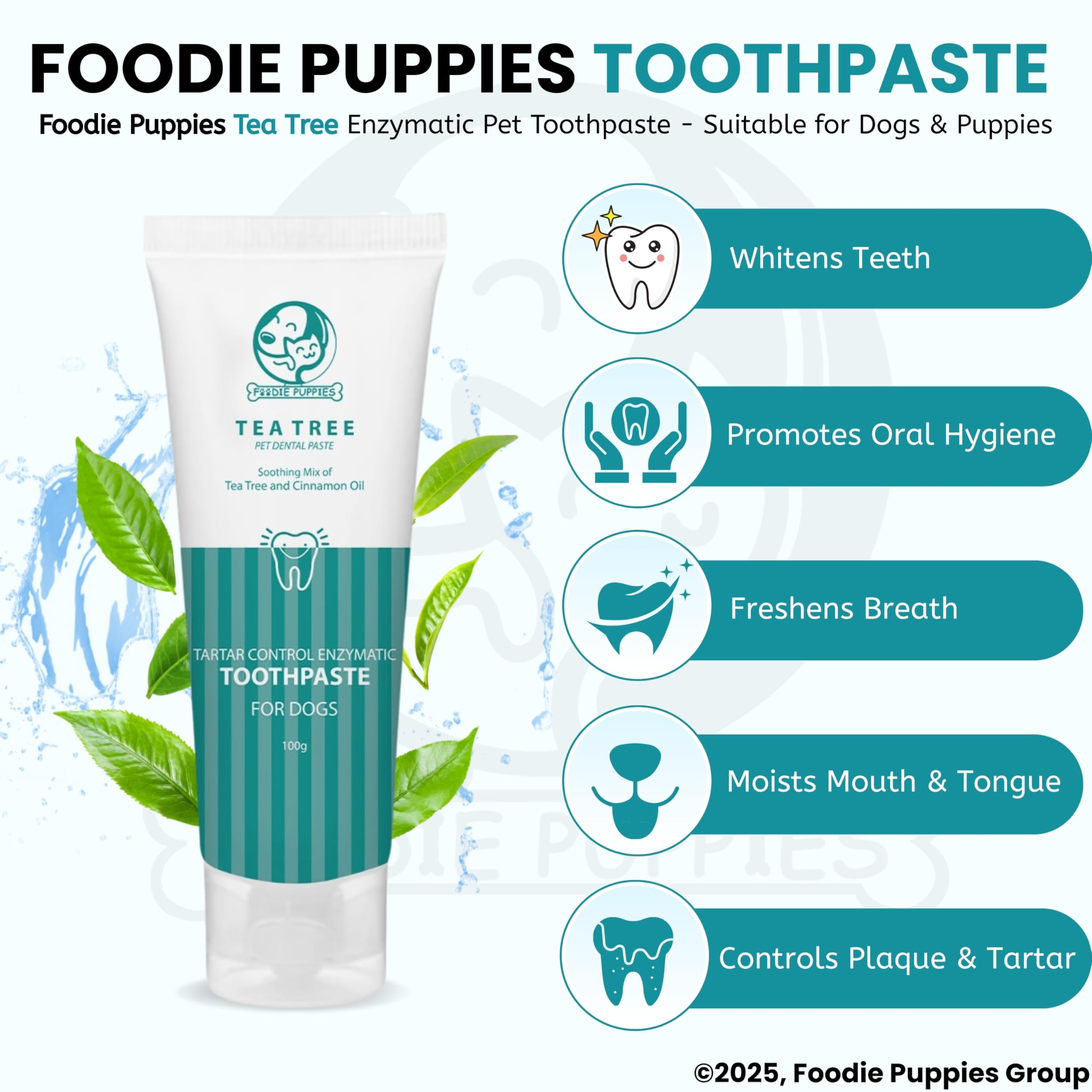 Foodie Puppies Dental Care Tea Tree Toothpaste for Dogs - 100g with Soothing Mix of Tea Tree and Cinnamon Oil | Tartar Control Enzymatic Toothpaste Suitable for All Dogs and Puppies 3