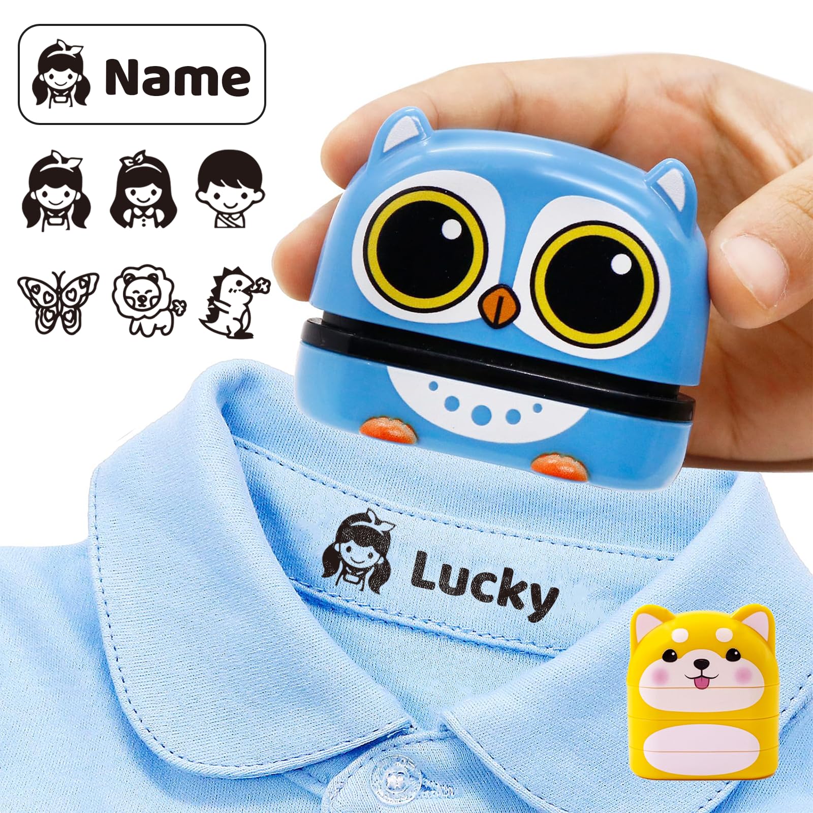Name Stamp for Clothing Kids Waterproof - Personalized Waterproof Clothes Stamp, Cloth Name School Kindergarten Daycare Books Clothes (Style-Owl)