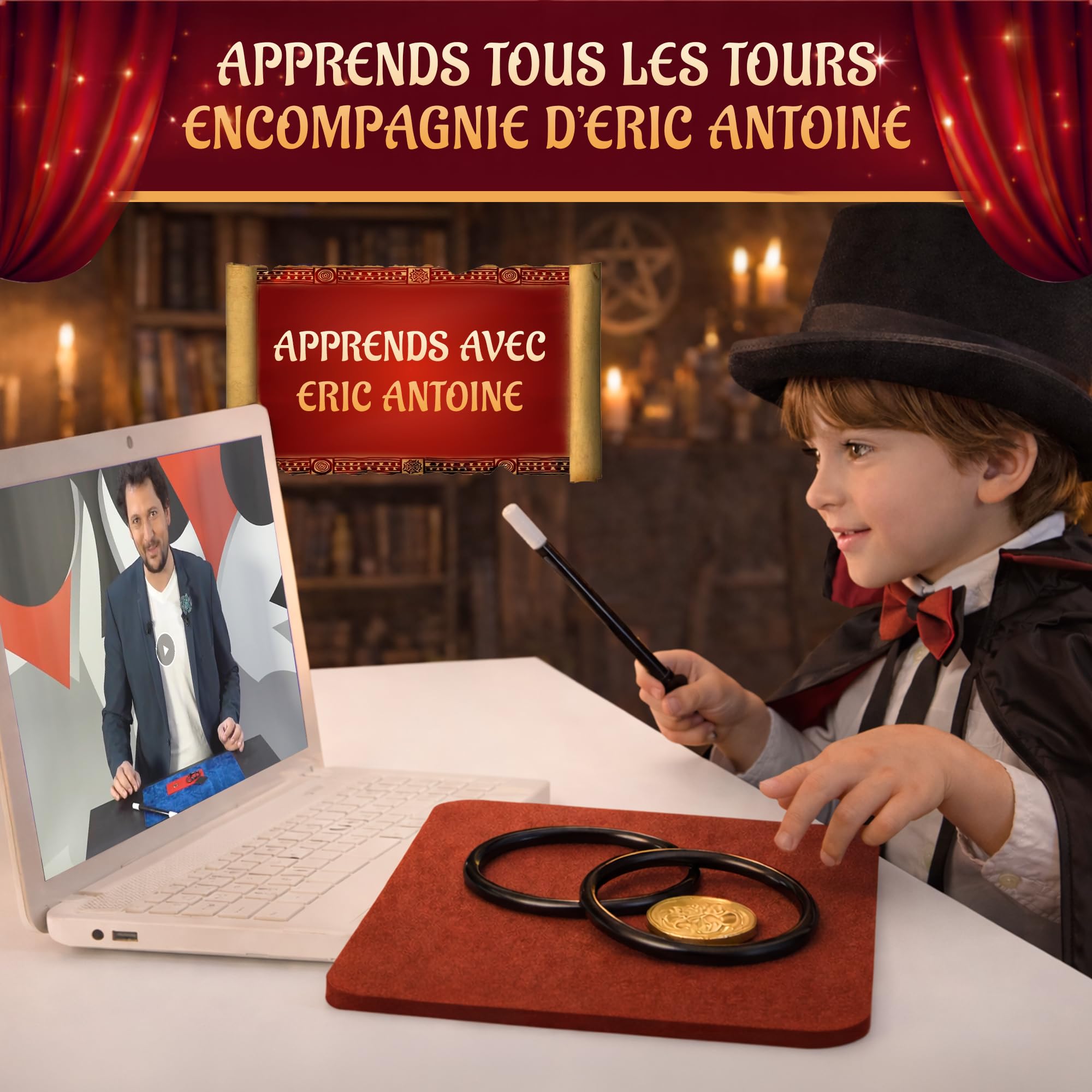 Megagic Eric Antoine Coffret de tours de magie pour enfants dès 7 ans | Cadeau d'anniversaire pour Garçon et Fille 7-8-10-12 | Jeu Éducatifs | Jouet pour enfant avec plusiers tours de magie