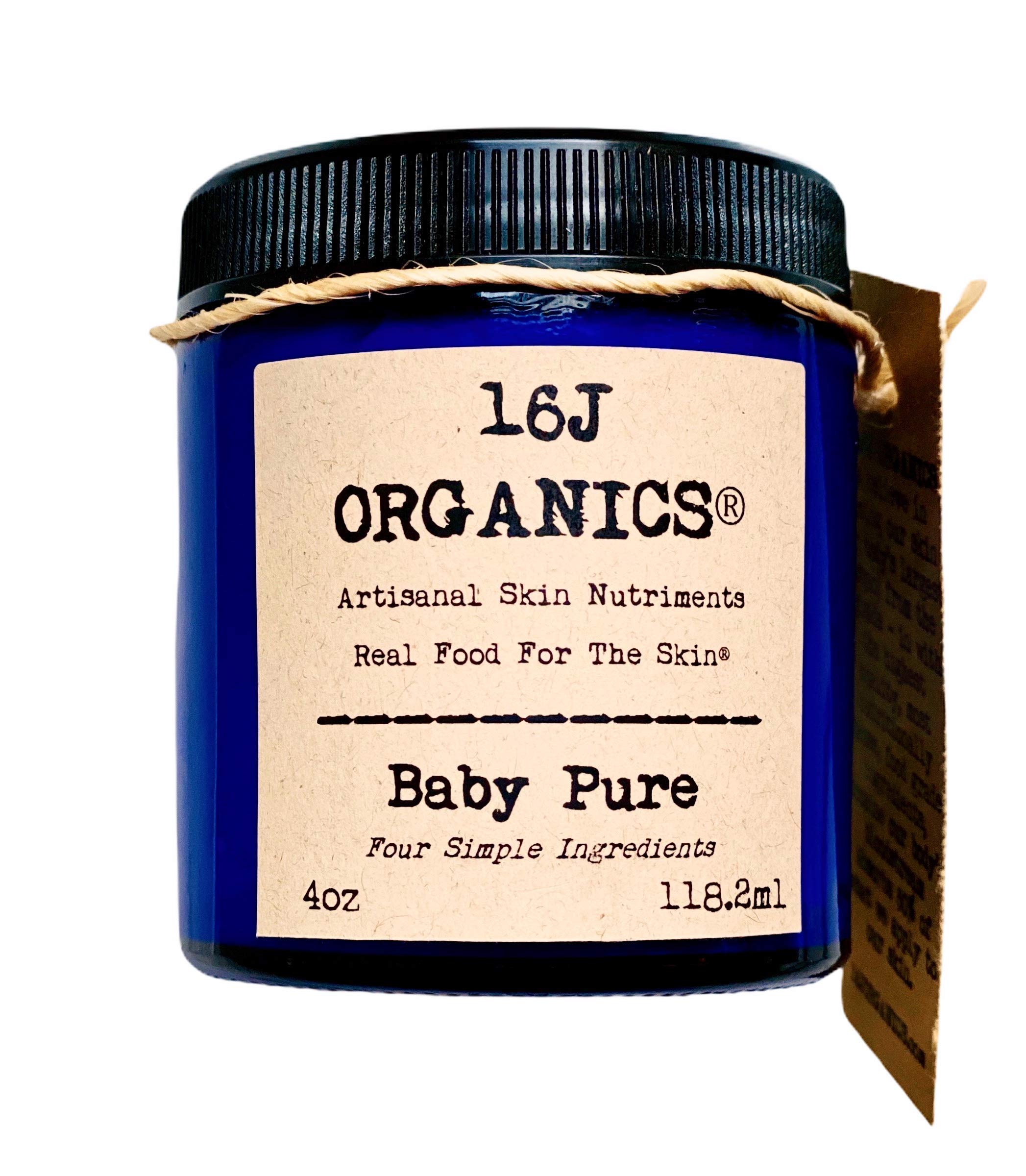 16J Organics Baby Pure - Body Butter Cream Moisturizer- Delicate Sensitive Skin Healing Relief Therapy Ointment- Handcrafted With Just Four 100% Natural Organic Non-toxic Food-Grade Ingredients