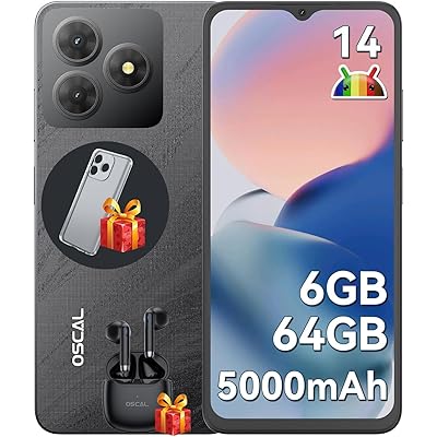 [2025 NEW スマホ] OSCAL Flat2C android スマホ 6GB RAM+64GB 2TB拡張可能 5000mAhバッテリー|6.56イン …