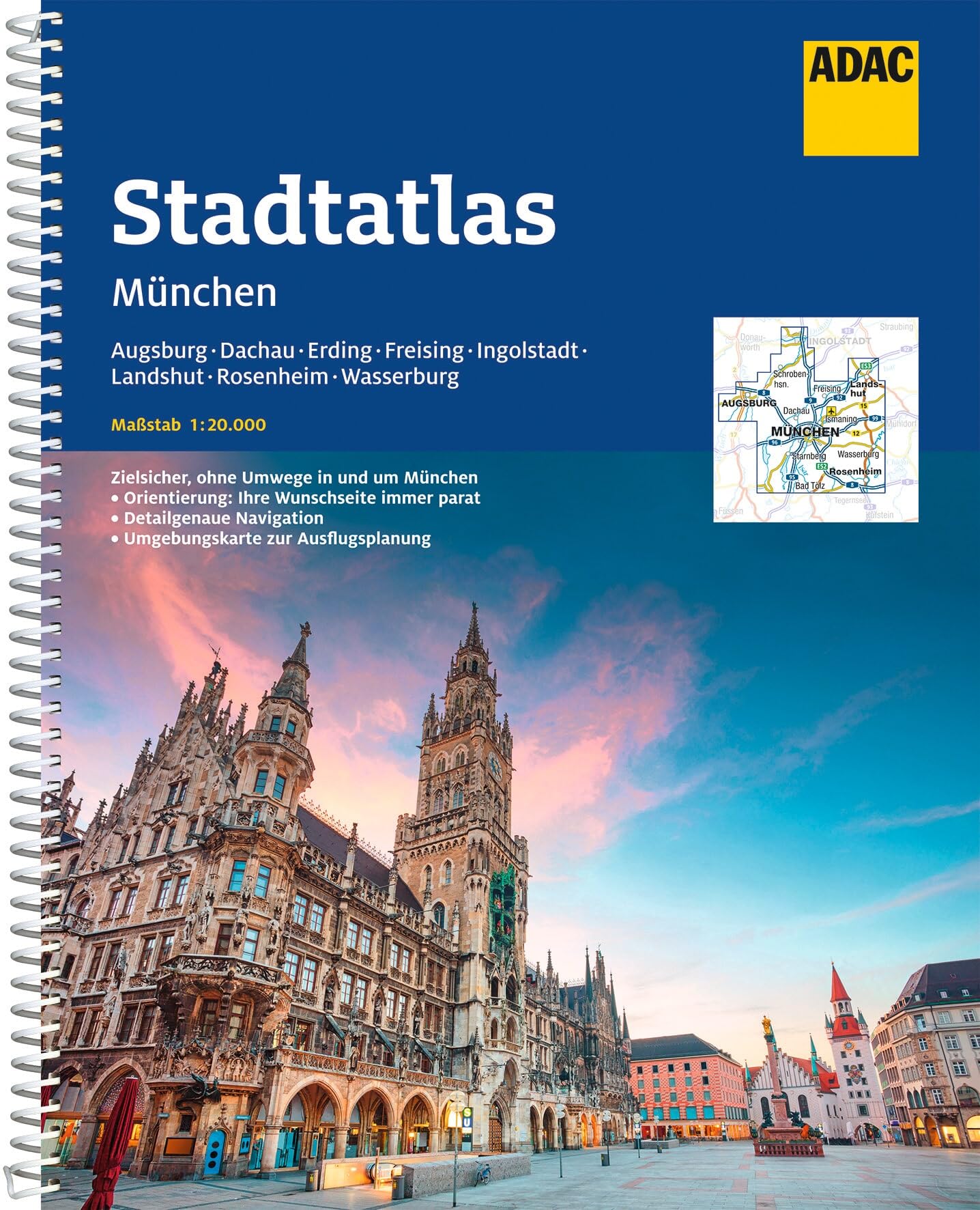 ADAC StadtAtlas München 1:20 000 mit Augsburg, Dachau, Erding, Freising: Ingolstadt, Landshut, Rosenheim, Wasserburg