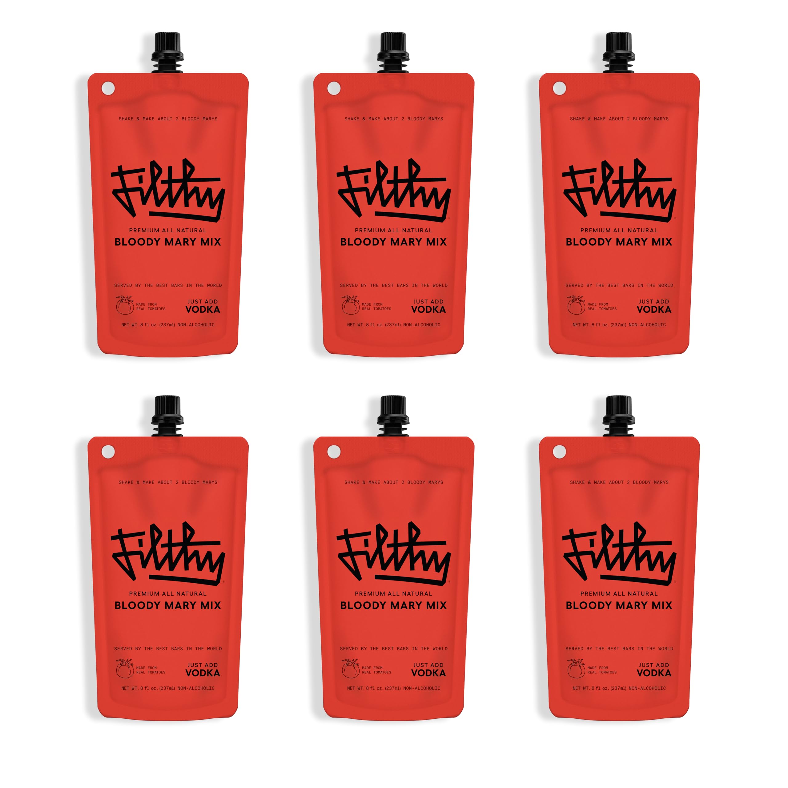 Filthy FoodBloody Mary Mix, All-Natural, 8 Oz Pouch, 6 Pack, 8 Fl Oz (Pack of 6)
