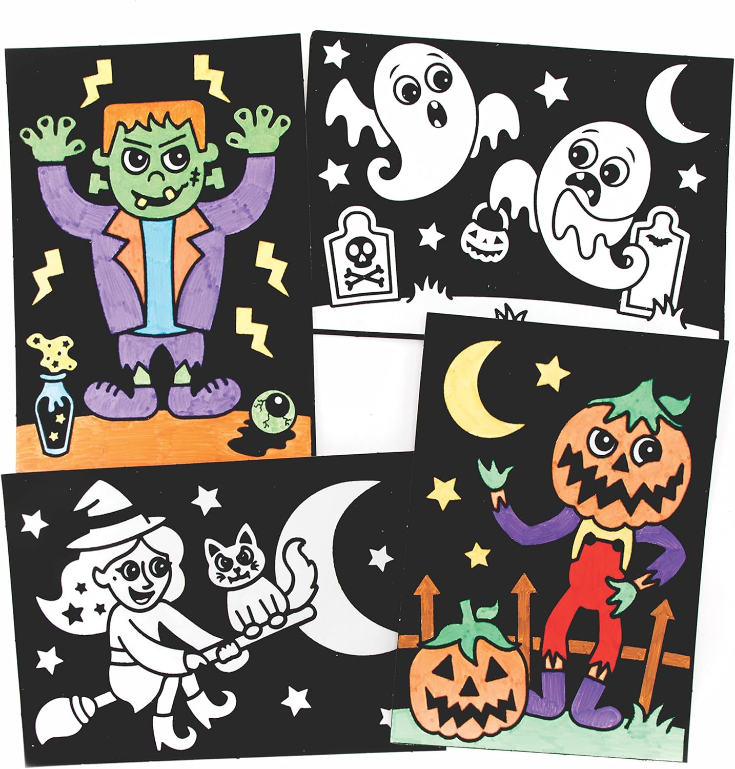 Baker Ross FE737 Halloween Colour in Picture Decorations - Pack of 10, Felt Craft Pictures, Make Your Own Picture Decoration, Craft Set for Children to Decorate and Display,Black
