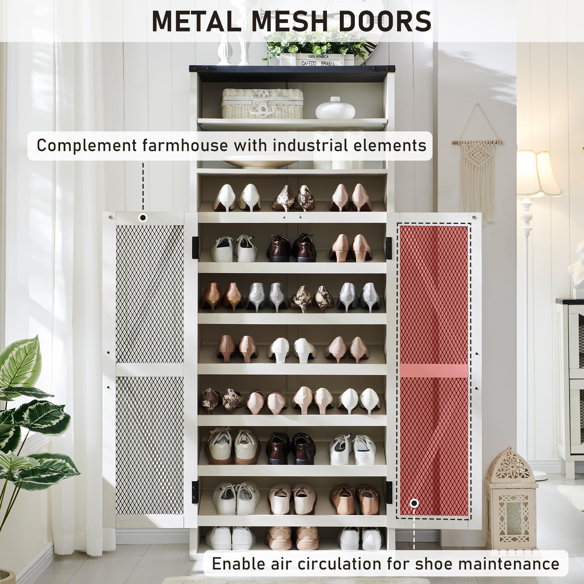 JXQTLINGMU Farmhouse Shoe Cabinet, 72