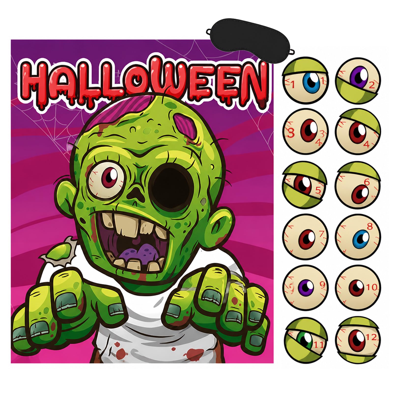 Yunvisty 14 pcs halloween games for Spooky Zombie Pin the Eye for Adults
