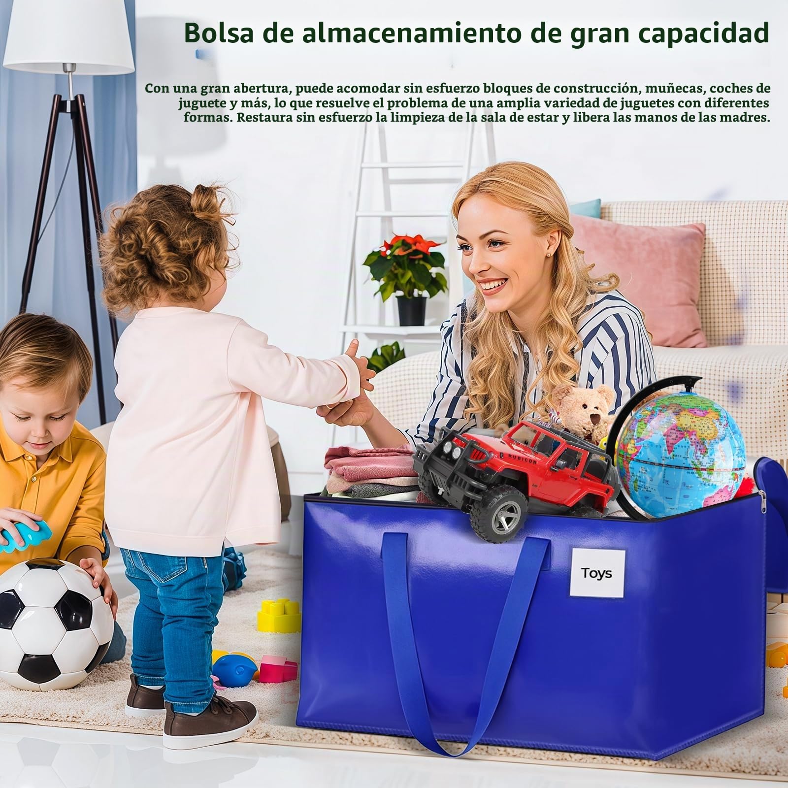 93L Bolsas Mudanza, 6 Piezas Bolsas de Mudanza con Cremallera y Asa, Impermeable Grande Bolsa de Almacenamiento, Organizador de Ropa, Bolsa Extra Grande para Mudanza y Viaje (Azul)
