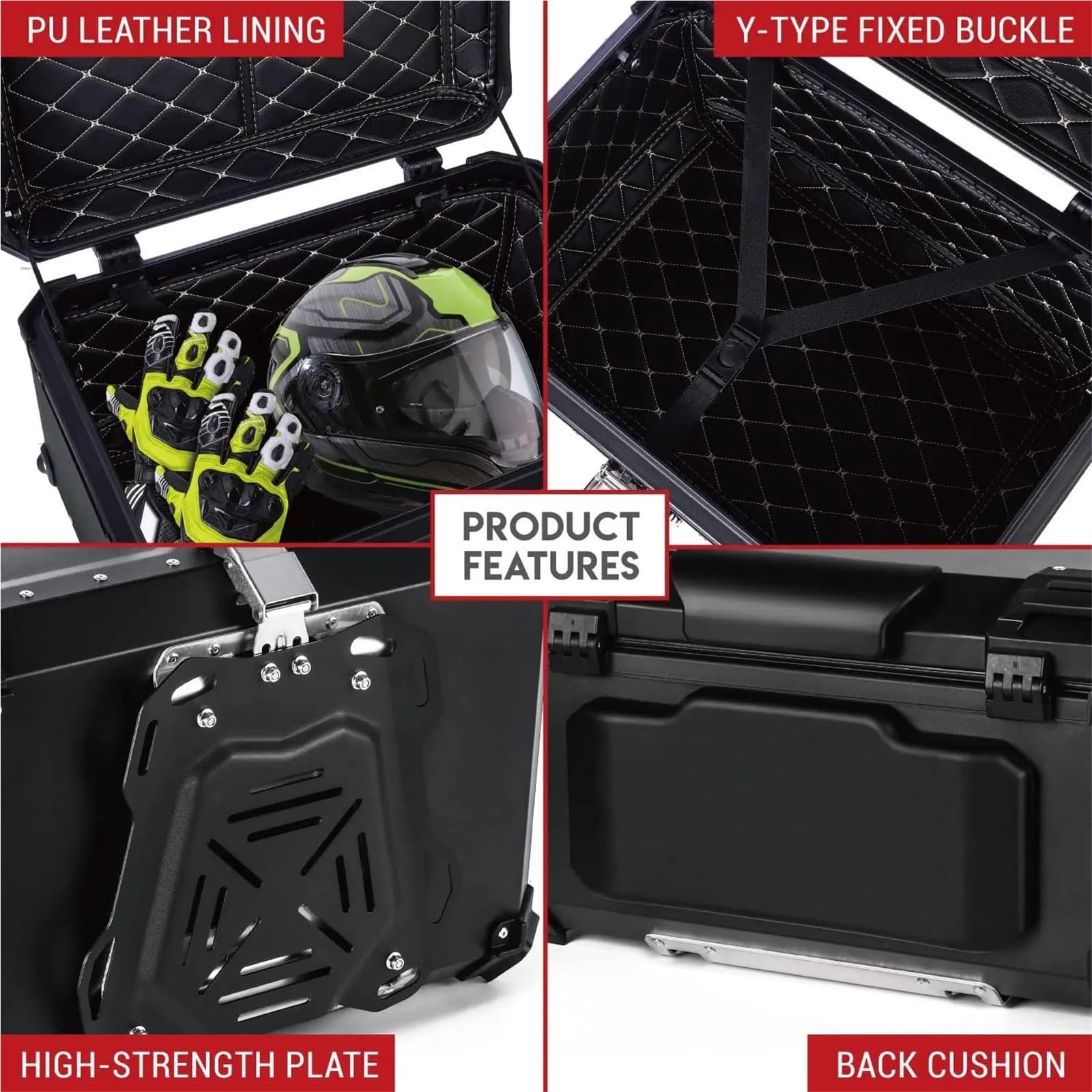 45L Uniwersalny plastikowy kufer motocyklowy na kask, zamykany na klucz, wodoodporny i amortyzowany Motorcycle Tail Box boczna motocykla walizka