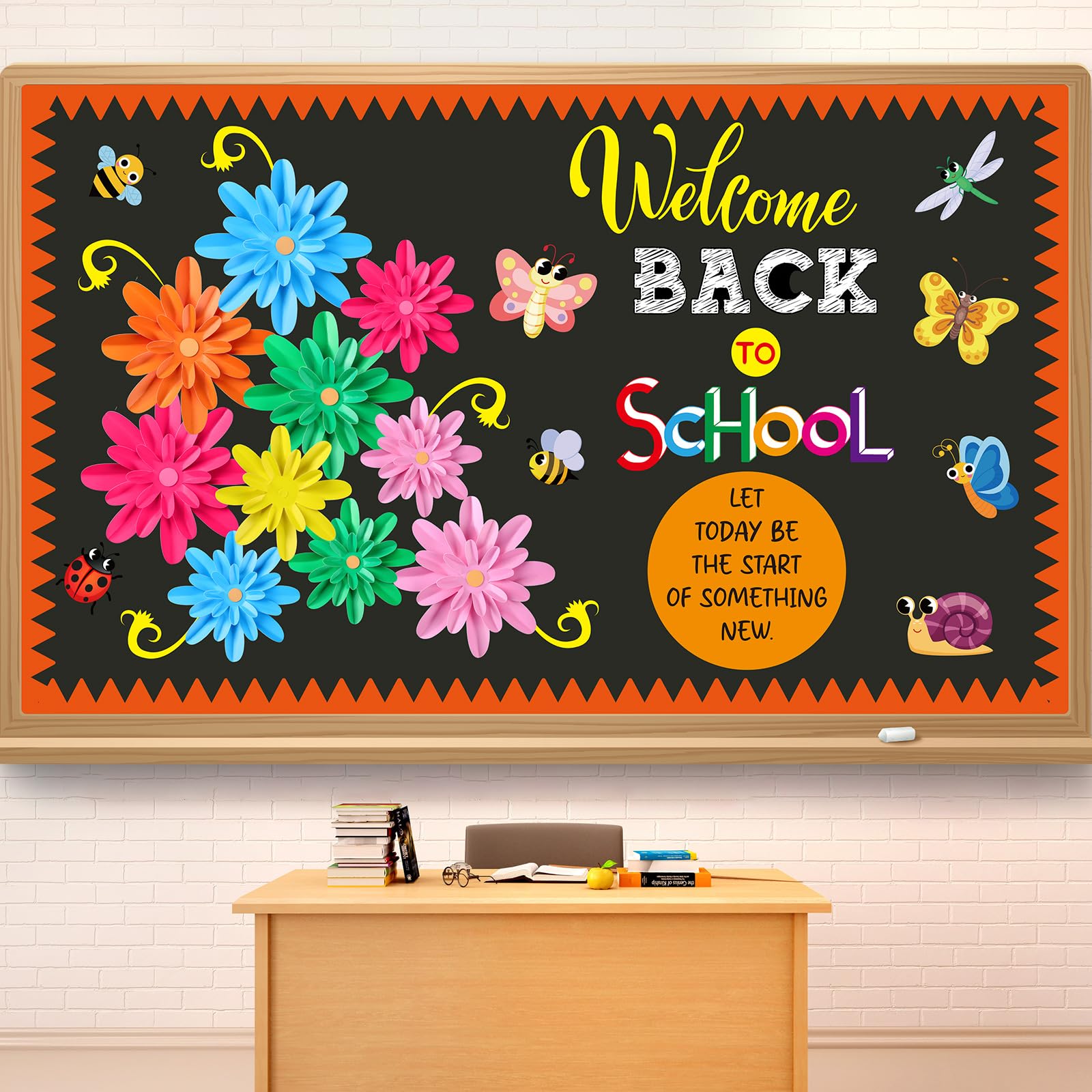 Mooliwe Welcome Back to School Bulletin Board Set Spring Theme Flowers Bulletin Board with 3D Paper Floral Cutouts Classroom Decorations for March
