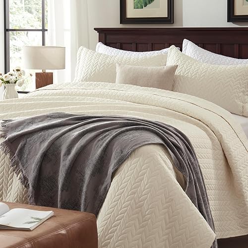 SunStyle Home Juego de edredón blanco de 3 piezas, tamaño matrimonialqueen, juego de edredón de verano suave de microfibra ligera para toda la