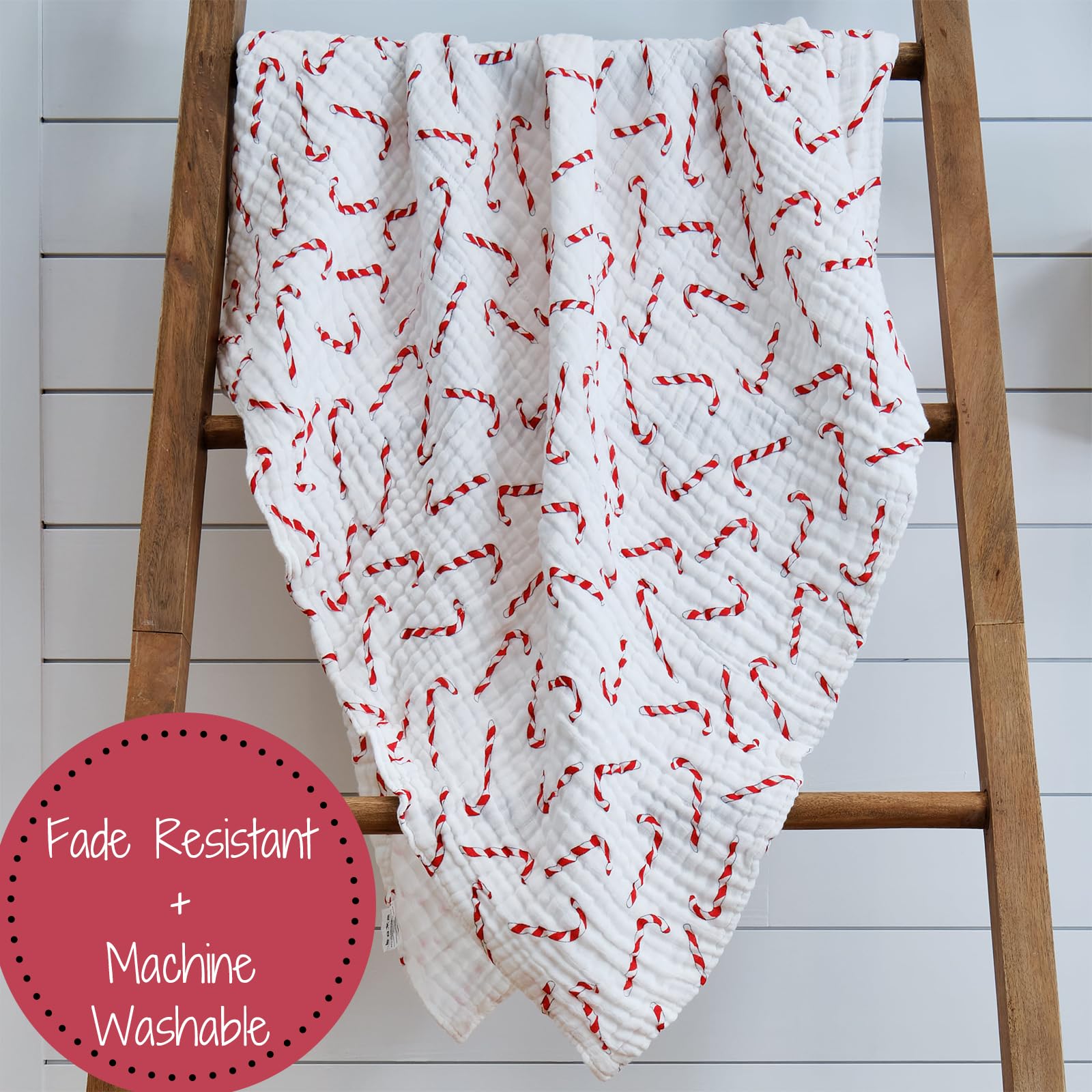 LollyBanks - Colcha de muselina de algodón 100% para niños, niñas o mujeres neutra para recibir vacaciones | 6 capas suaves, transpirables y ligeras
