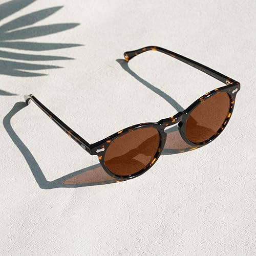 Miniatura 2 de CARFIA Lentes de sol polarizados retro para mujer, protección UV, acetato clásico, estilo vintage, tonos redondos