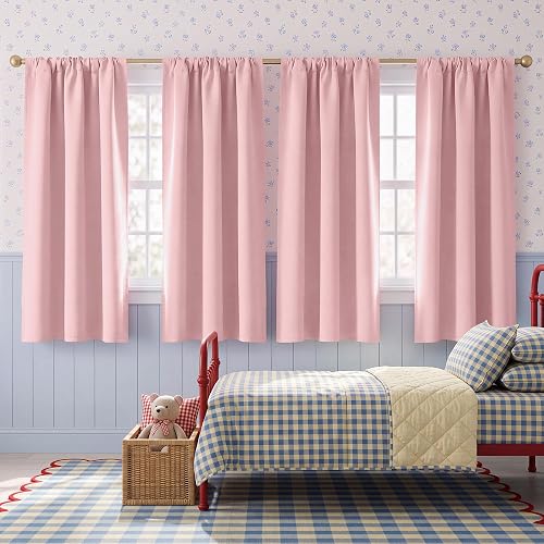 NICETOWN 4 Packs Blush Pink Blackout Curtains 63 inch Length