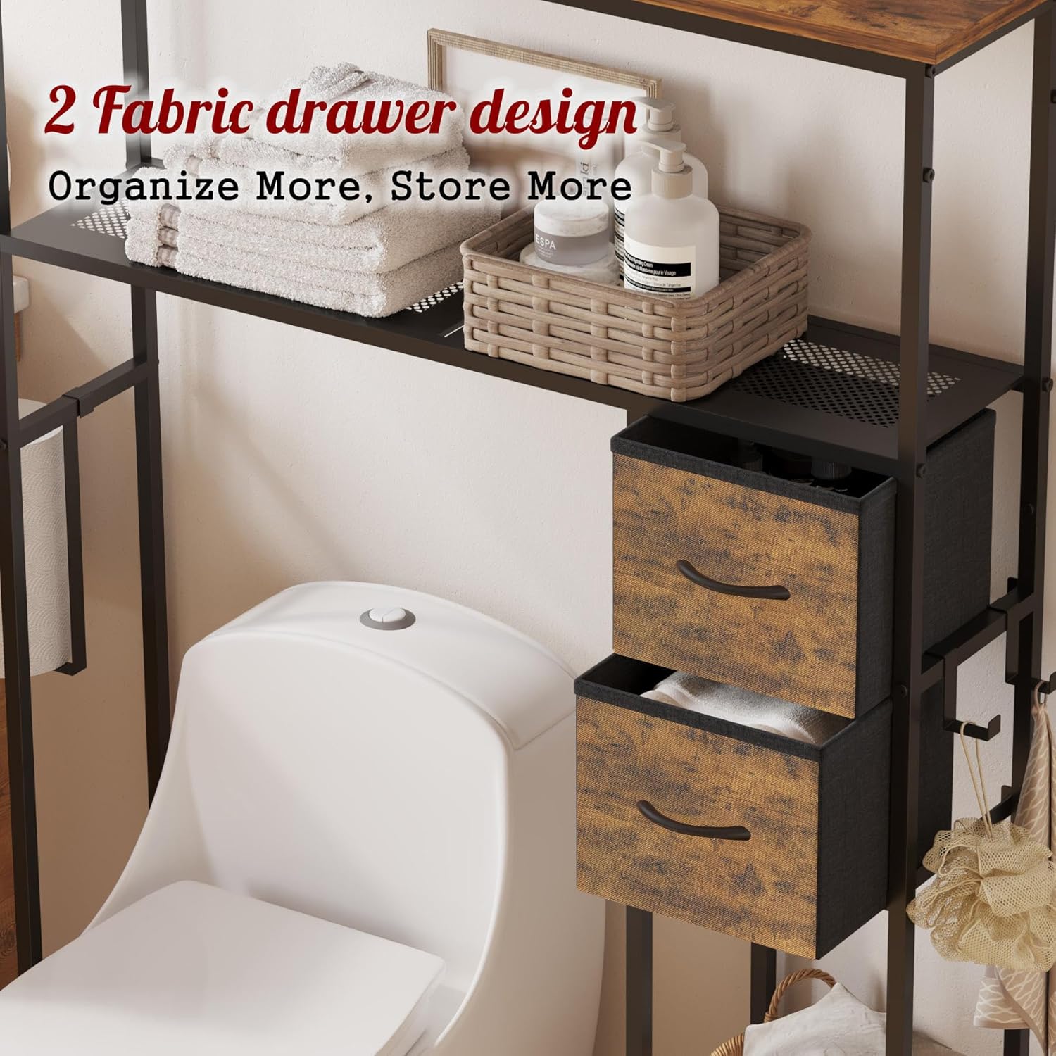 Over The Toilet Organizer,Bathroom Shelves Behind Toilet Organizer, Space-Saving Over Toilet Shelf for Bathroom Organizers and Storage