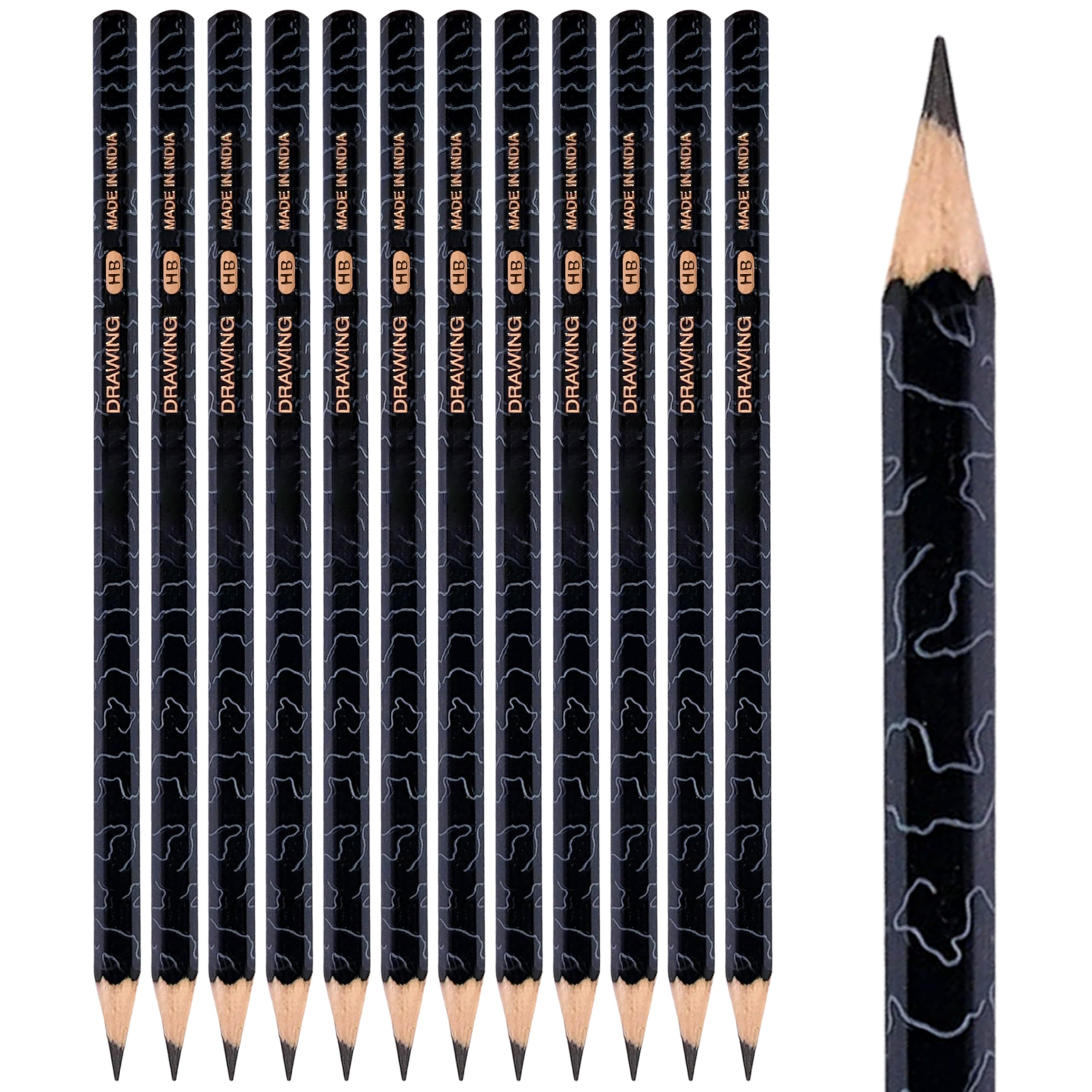 iGRADE Graphite Drawing Pencils, HB Graded, Pack of 12, Professional Artists Sketching Pencils, Perfect for Write Tone Sketch Shade Draw Draft, iZOFAX