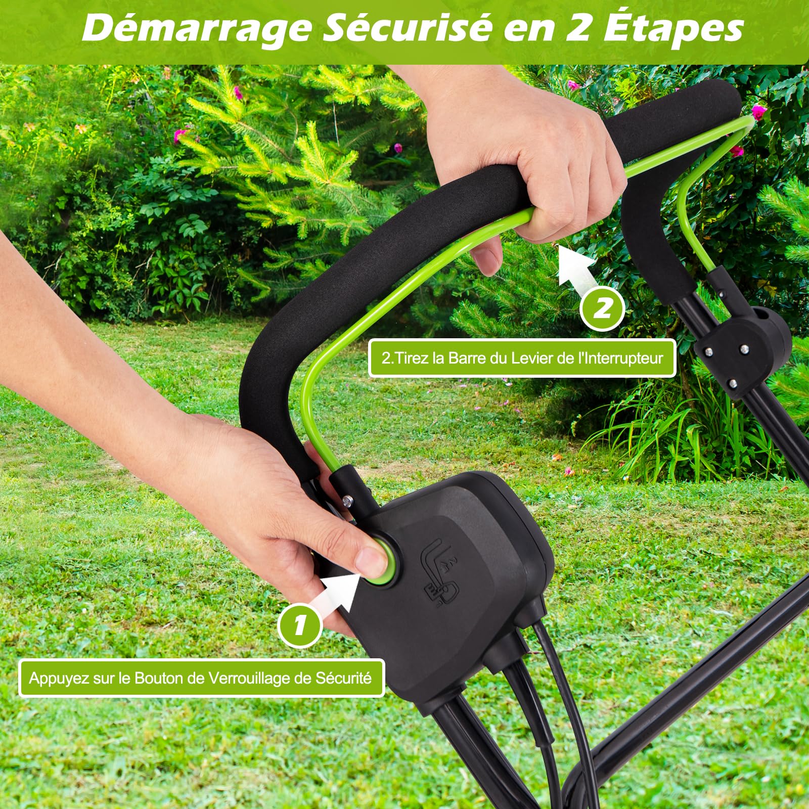 RELAX4LlFE 2-EN-1 Scarificateur Aérateur Électrique 2000W jusqu'a 400m2 avec Bac de Ramassage 55L, Profondeur&Hauteur Reglable, Verrou de securite pour Gazon Sol (Vert, 55L-2000W)